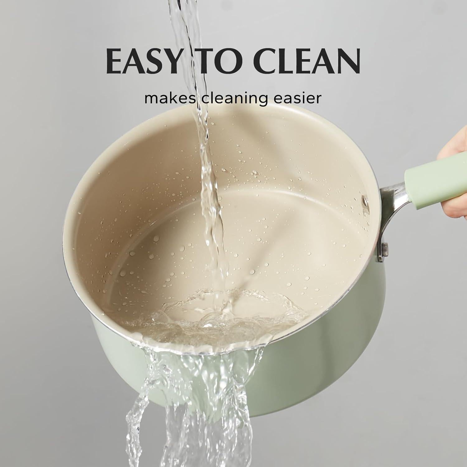 Cacerola Antiadherente Redchef 1.42L y 2.37L Verde Cerámica