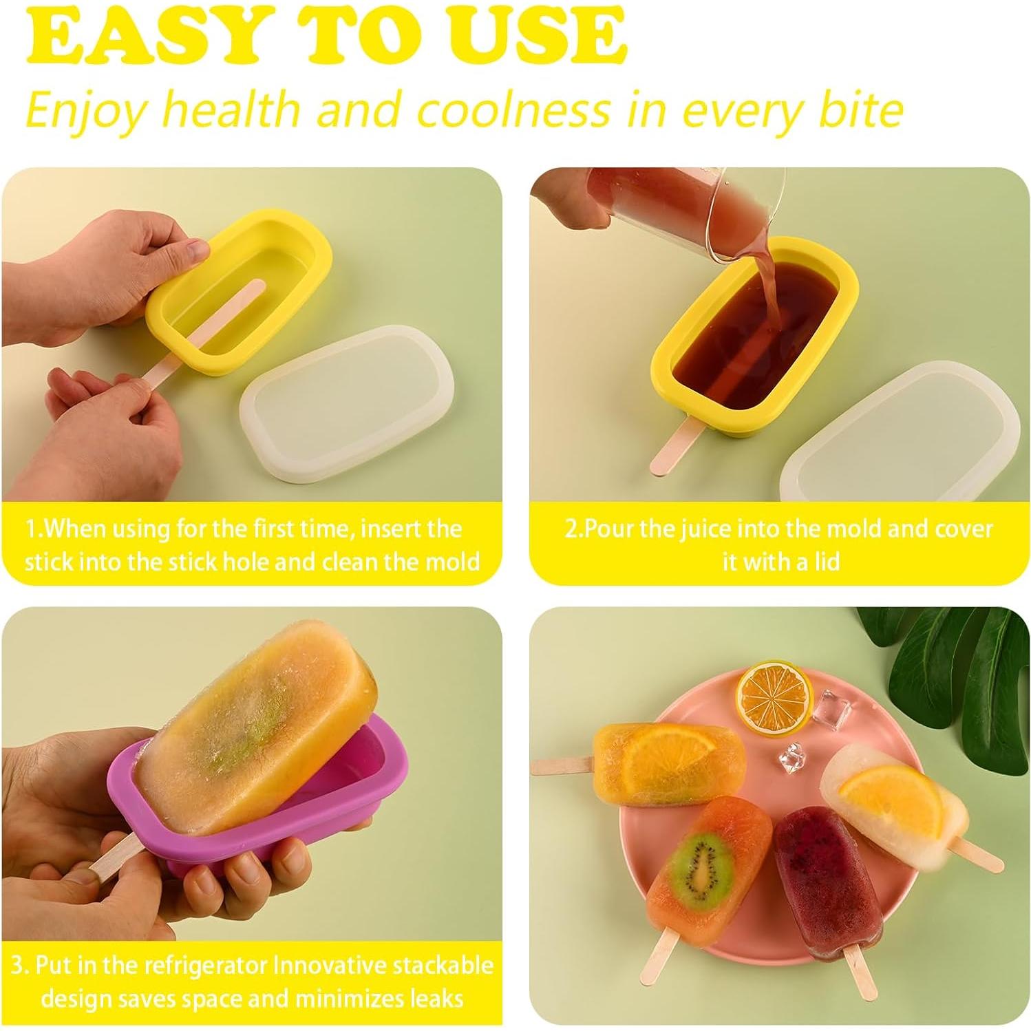 Moldes de Silicona para Paletas Sakolla 4 Pcs con Tapa y Palitos