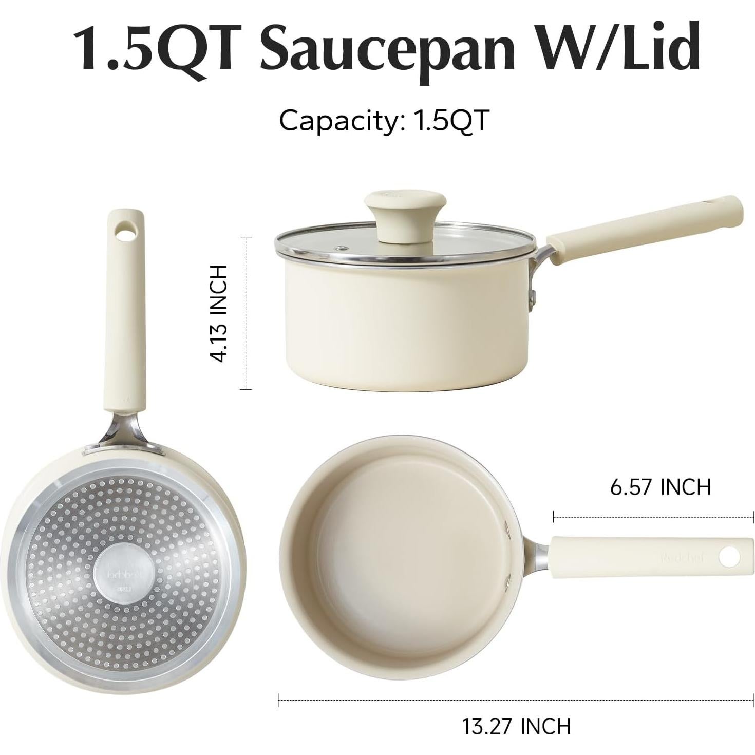 Cacerola Antiadherente Cerámica Redchef 1.42L con Tapa