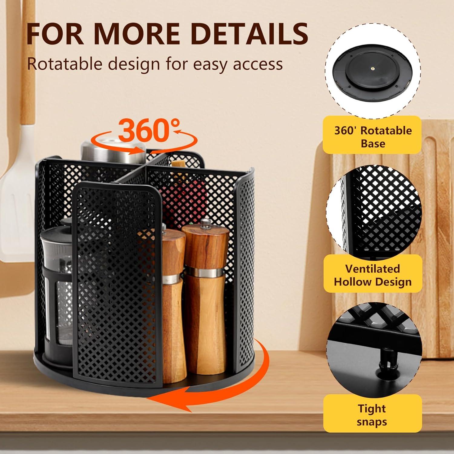 Dispensador de Tazas de Café YTROG Negro 360° Rotatable 4 Compartimentos