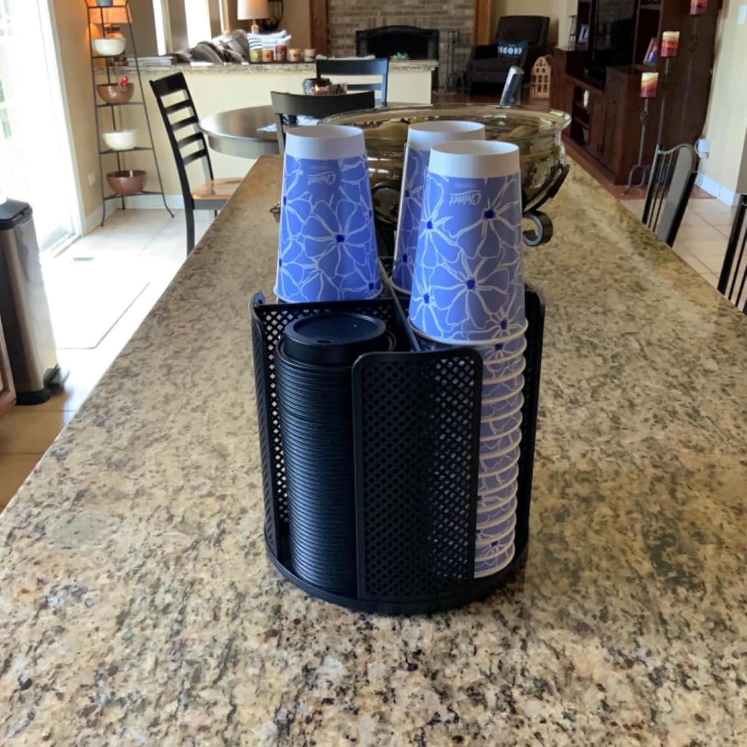 Dispensador de Tazas de Café YTROG Negro 360° Rotatable 4 Compartimentos