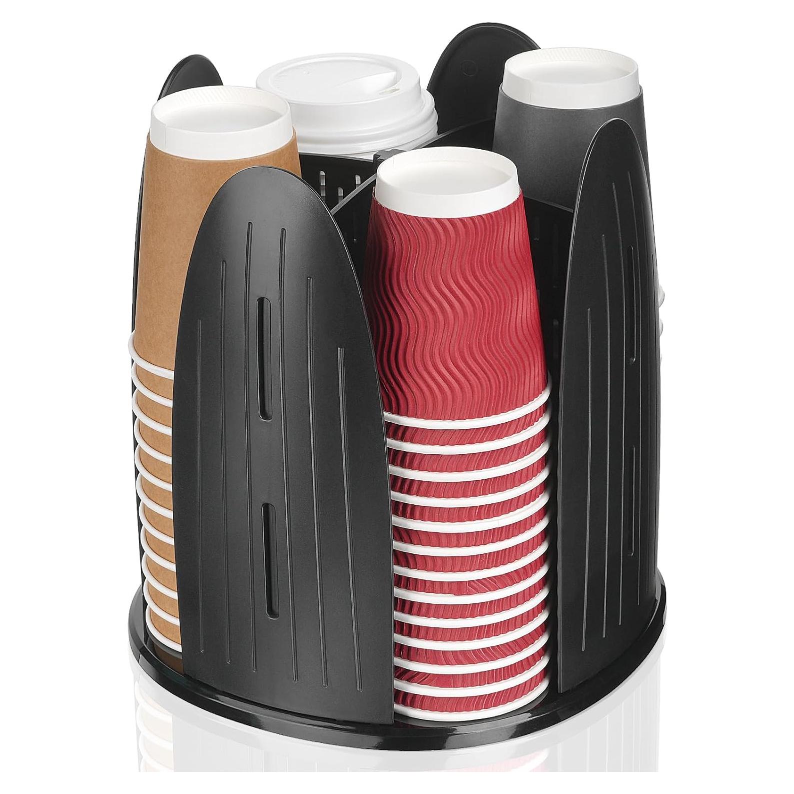 Dispensador de Tazas de Café Rotatorio MYITYARD Negro 80 Tazas