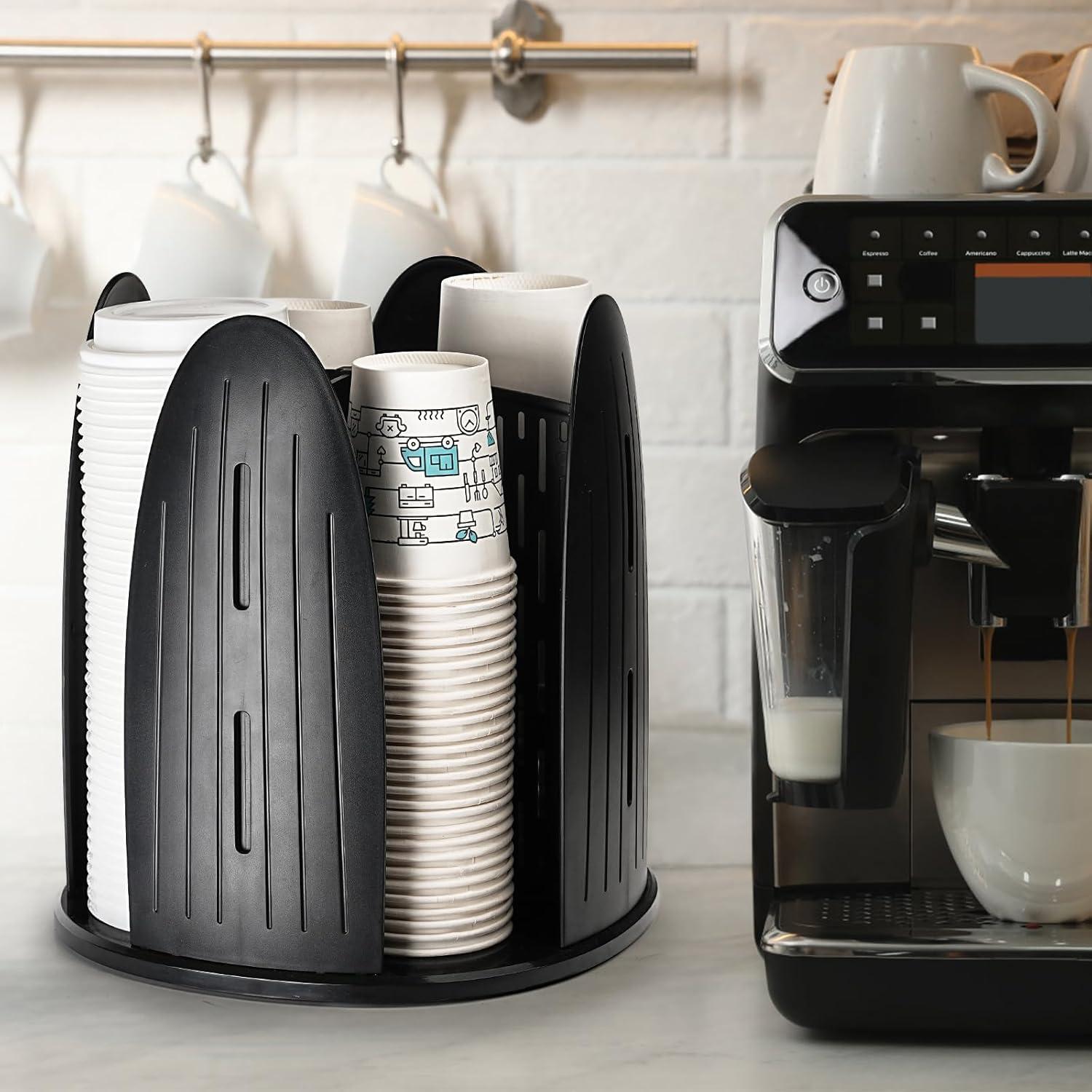 Dispensador de Tazas de Café Rotatorio MYITYARD Negro 80 Tazas