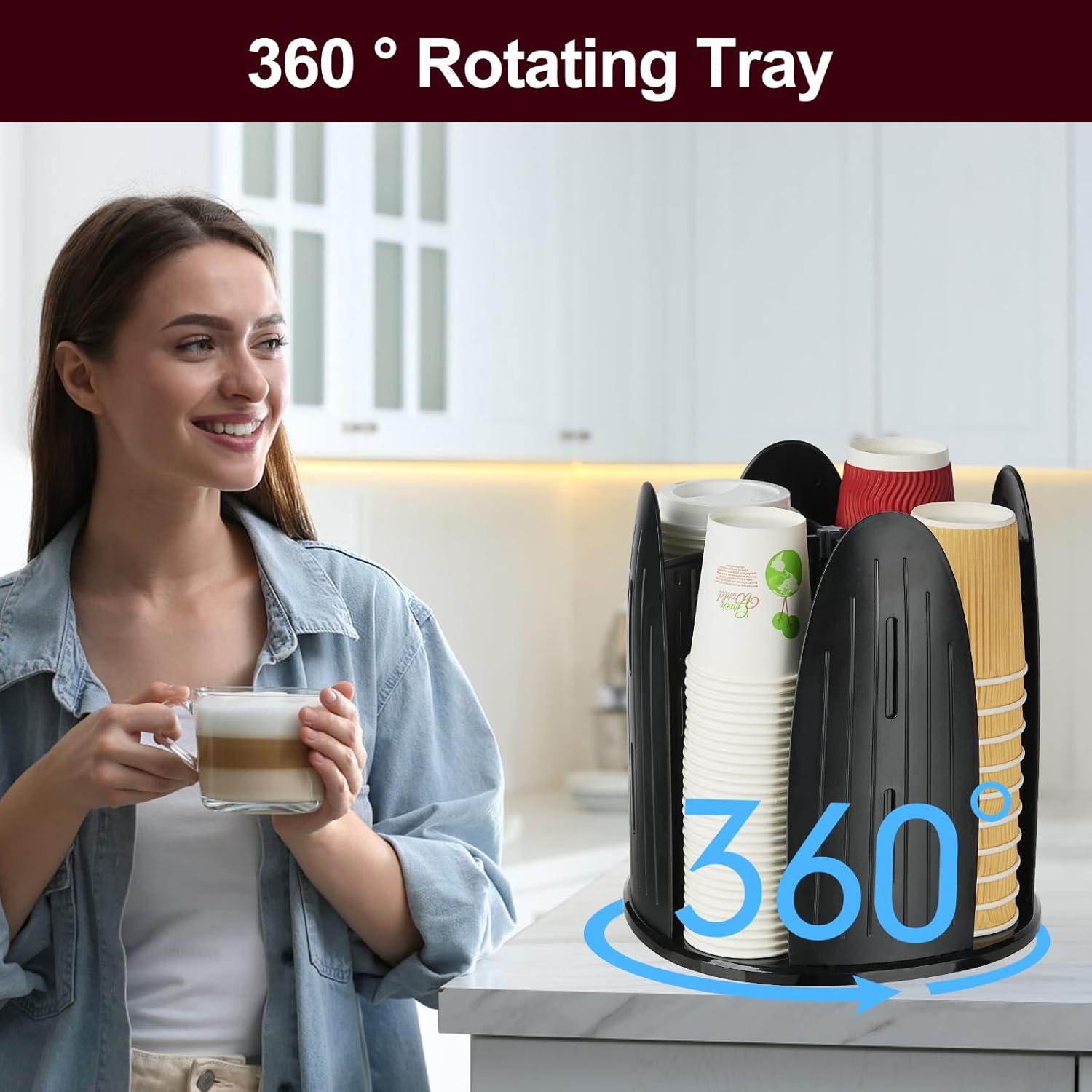 Dispensador de Tazas de Café Rotatorio MYITYARD Negro 80 Tazas