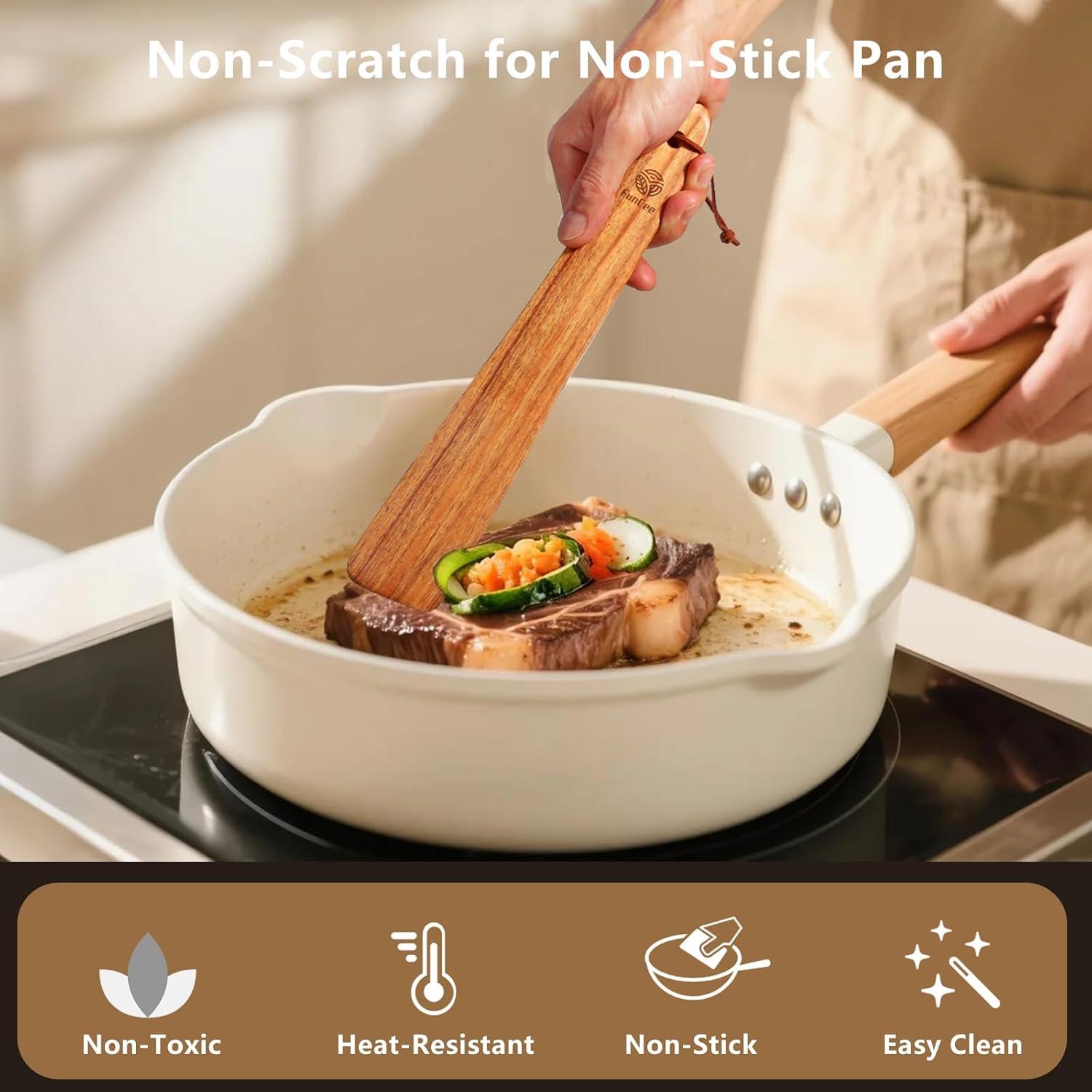 Juego de 2 espátulas de madera FunCee 30.48 cm resistentes al calor