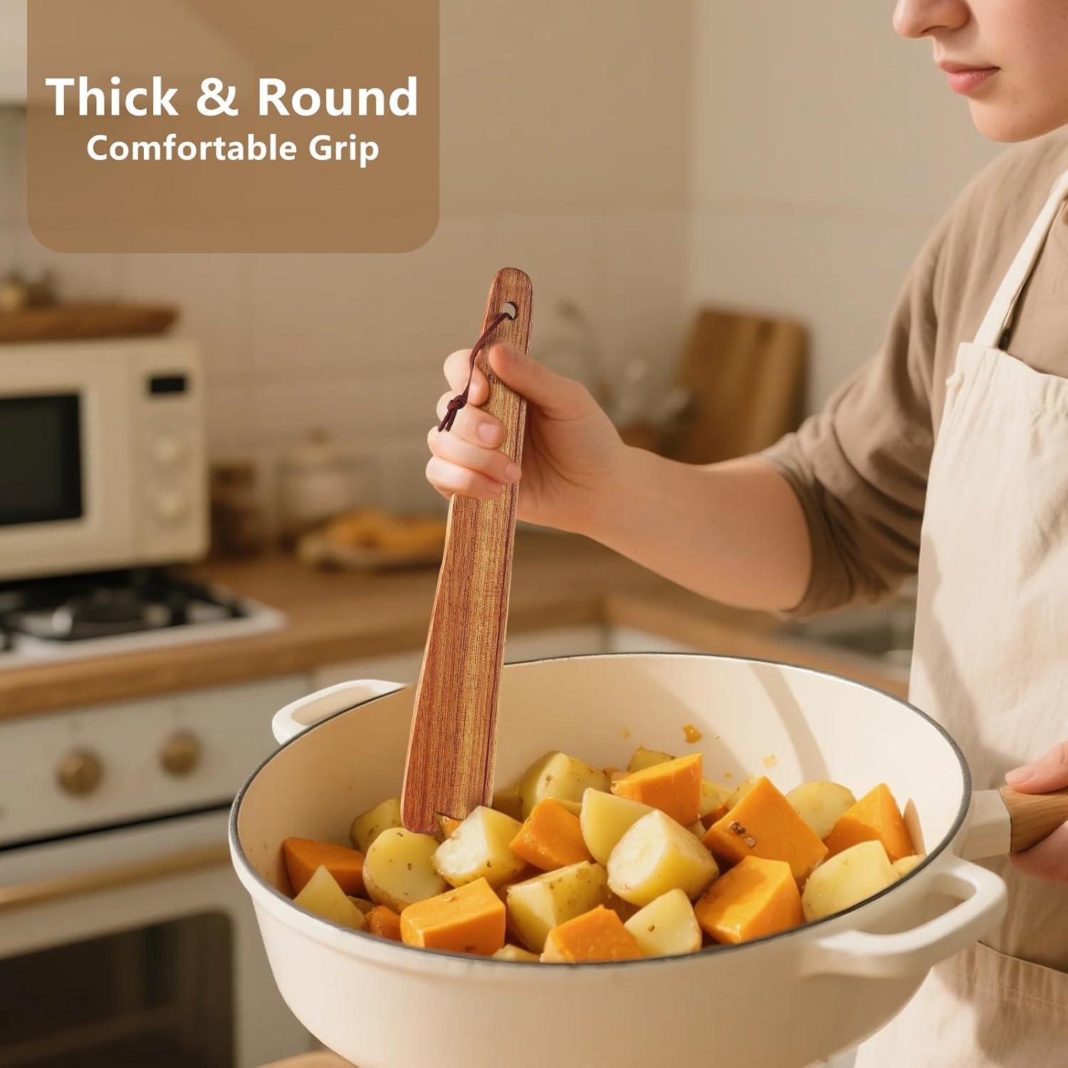 Juego de 2 espátulas de madera FunCee 30.48 cm resistentes al calor