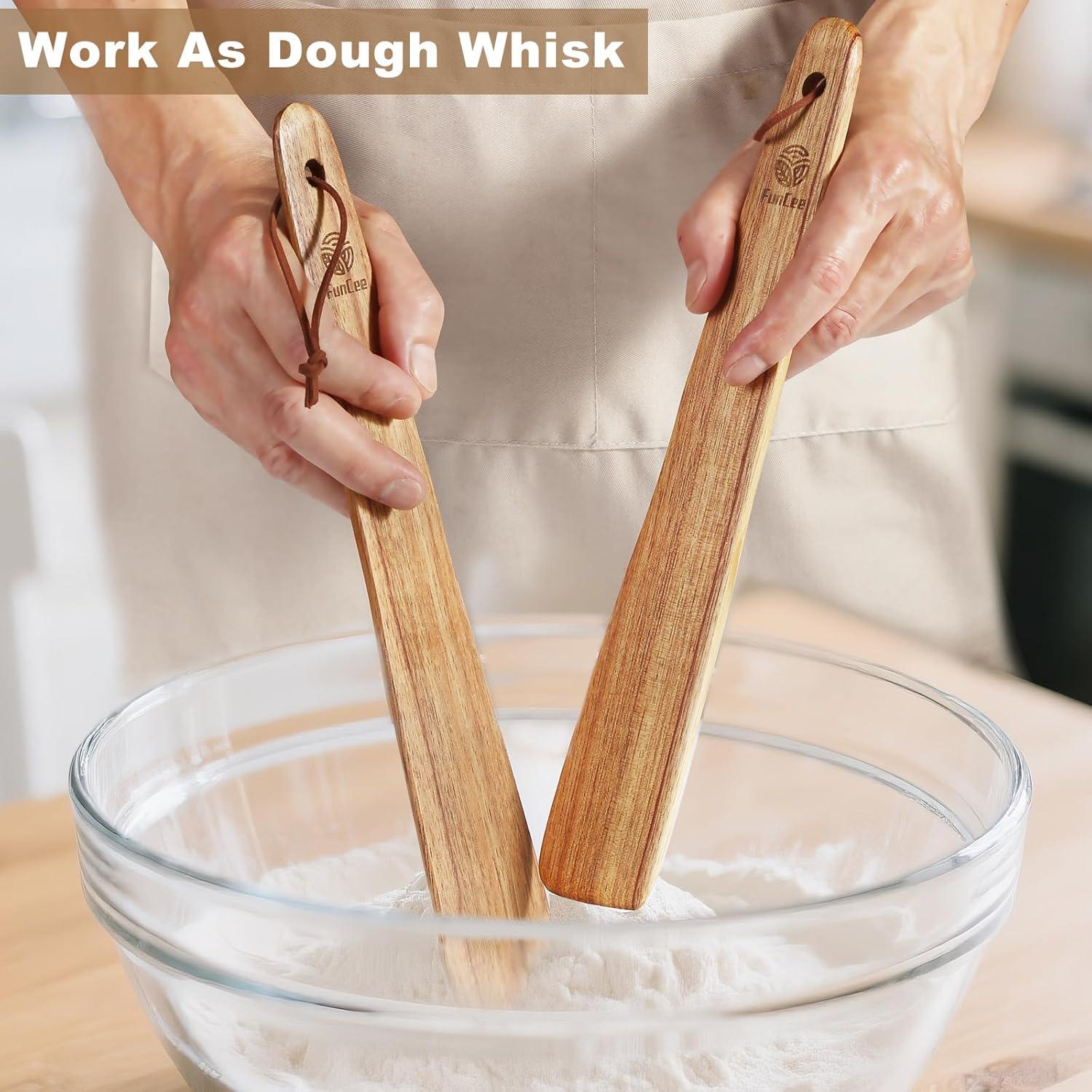 Juego de 2 espátulas de madera FunCee 30.48 cm resistentes al calor