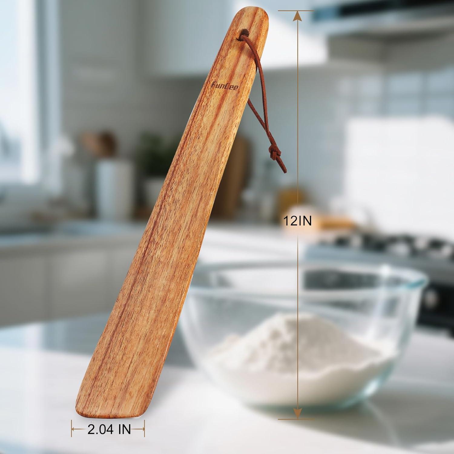 Juego de 2 espátulas de madera FunCee 30.48 cm resistentes al calor