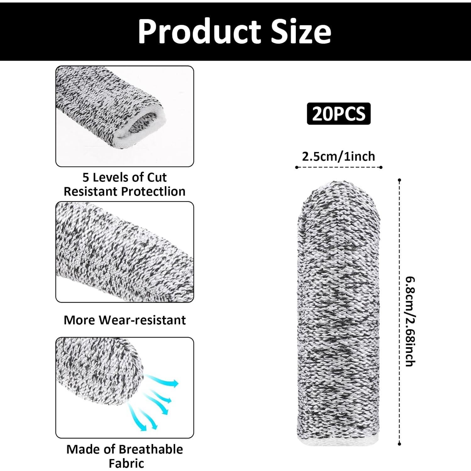 20 Protectores de Dedos Cortantes BOHUIZ Reutilizables Antideslizantes