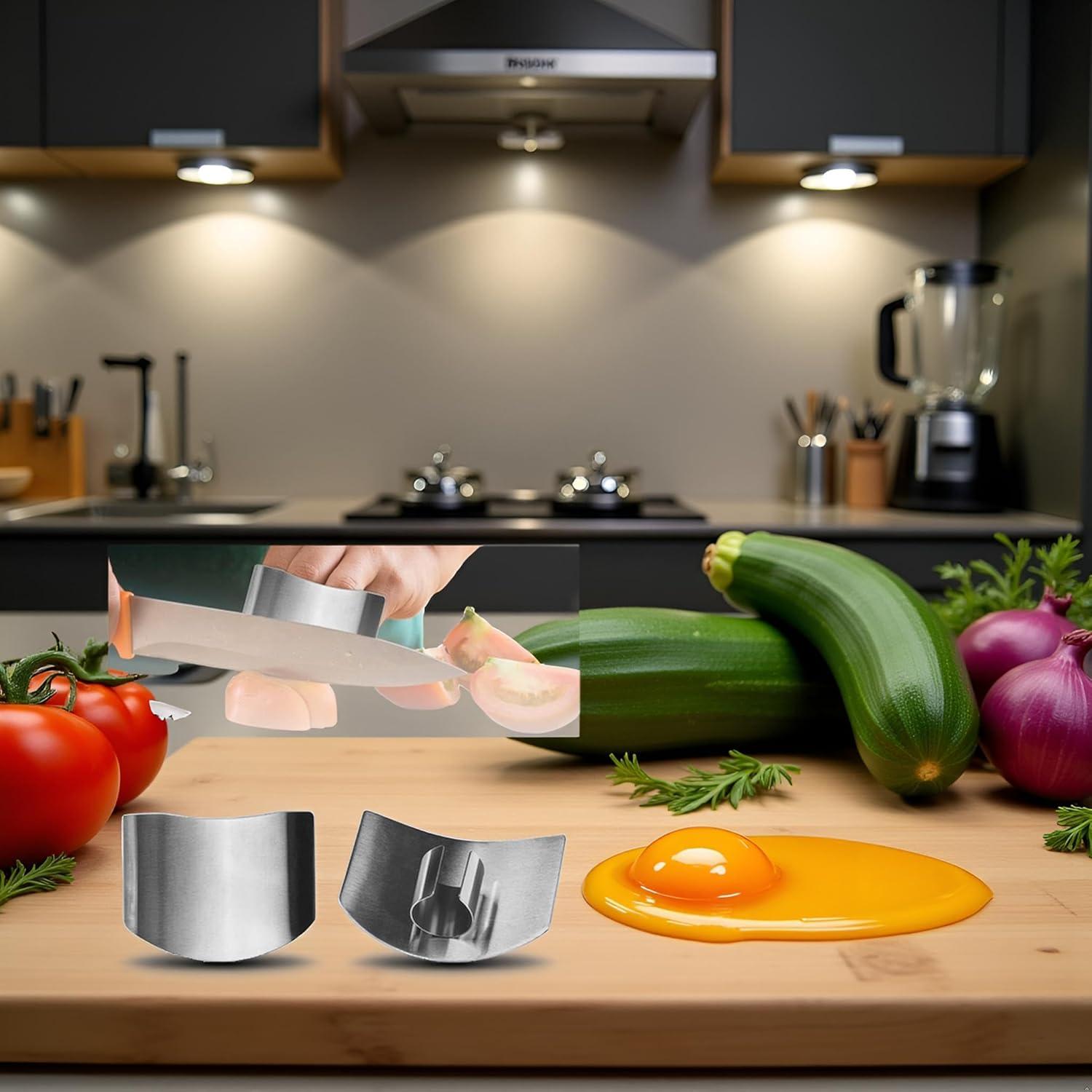 Juego de 2 Protectores de Dedos de Acero Inoxidable Jowxsx