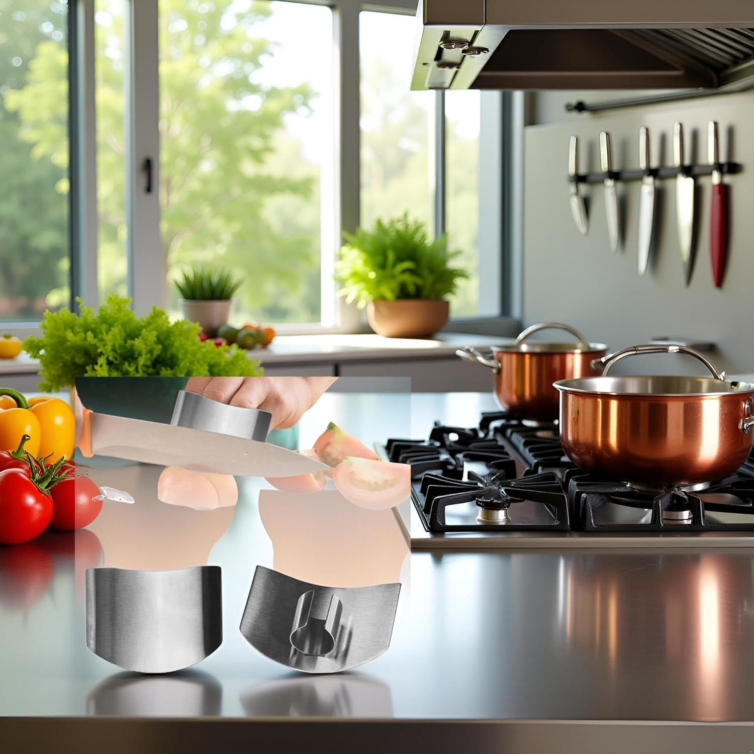 Juego de 2 Protectores de Dedos de Acero Inoxidable Jowxsx