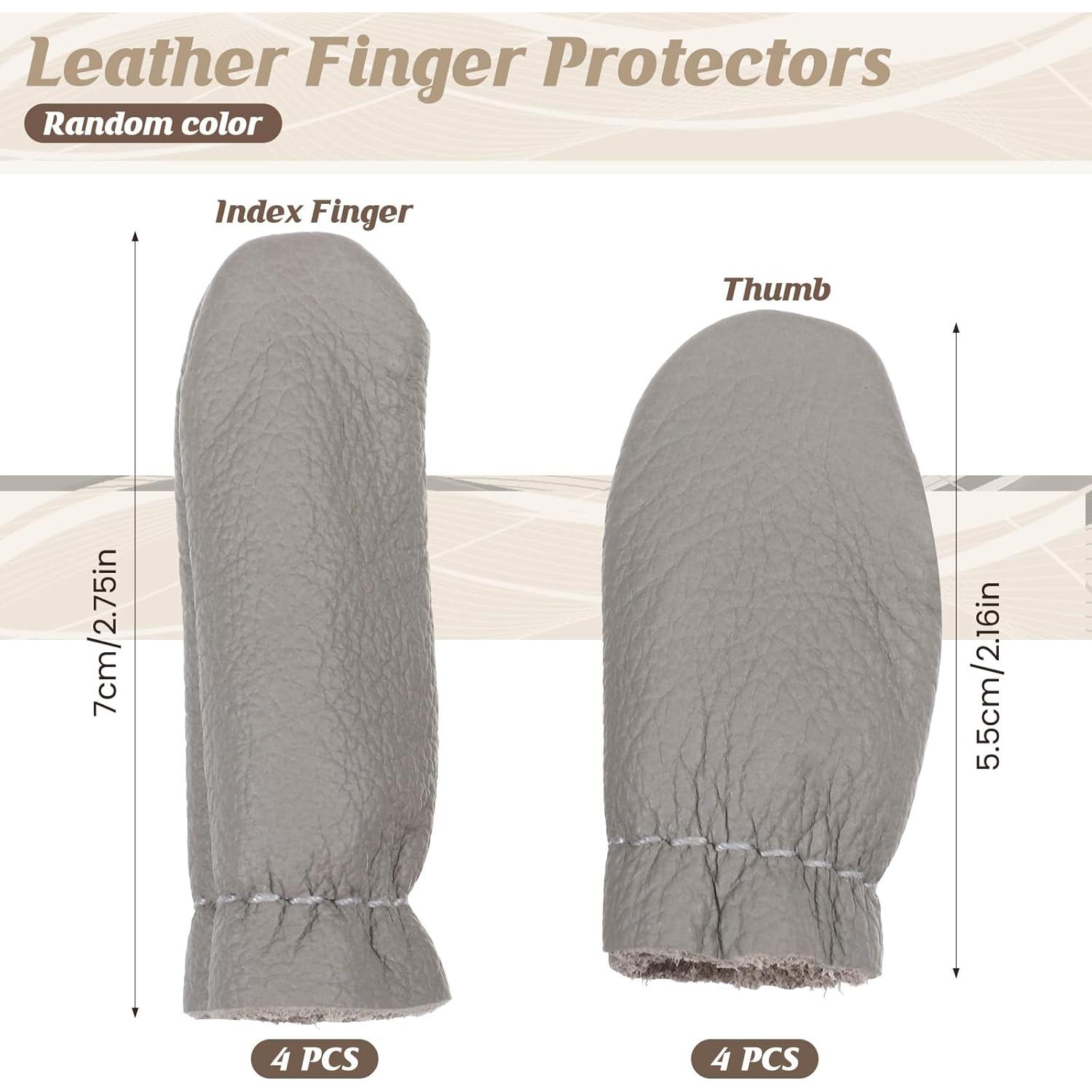 4 Pares Protectores de Dedos de Cuero EupHHonycs para Bordado