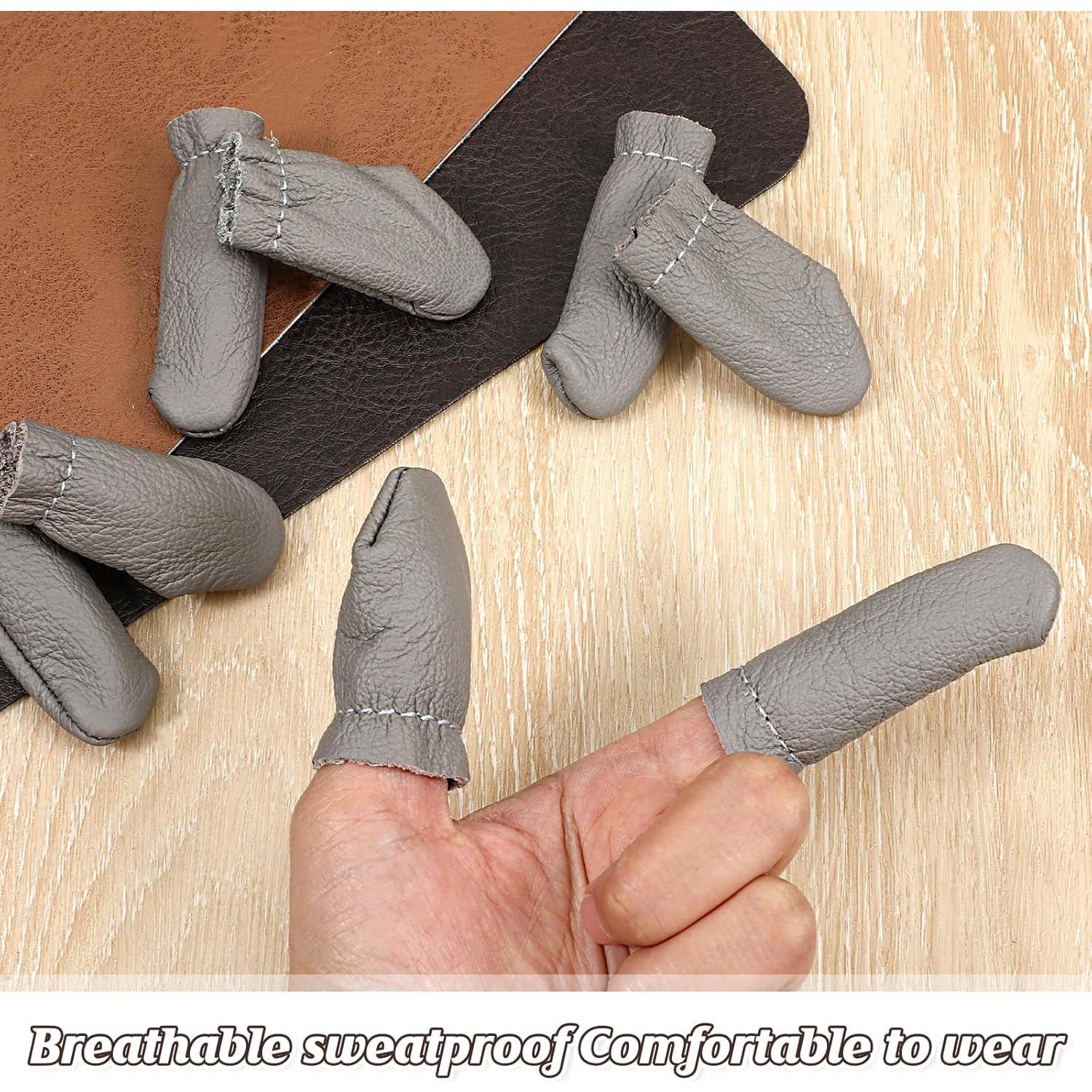 4 Pares Protectores de Dedos de Cuero EupHHonycs para Bordado