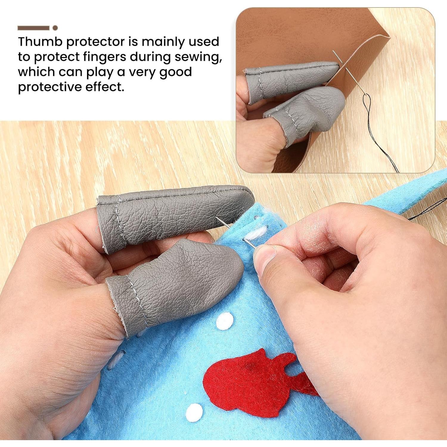 4 Pares Protectores de Dedos de Cuero EupHHonycs para Bordado