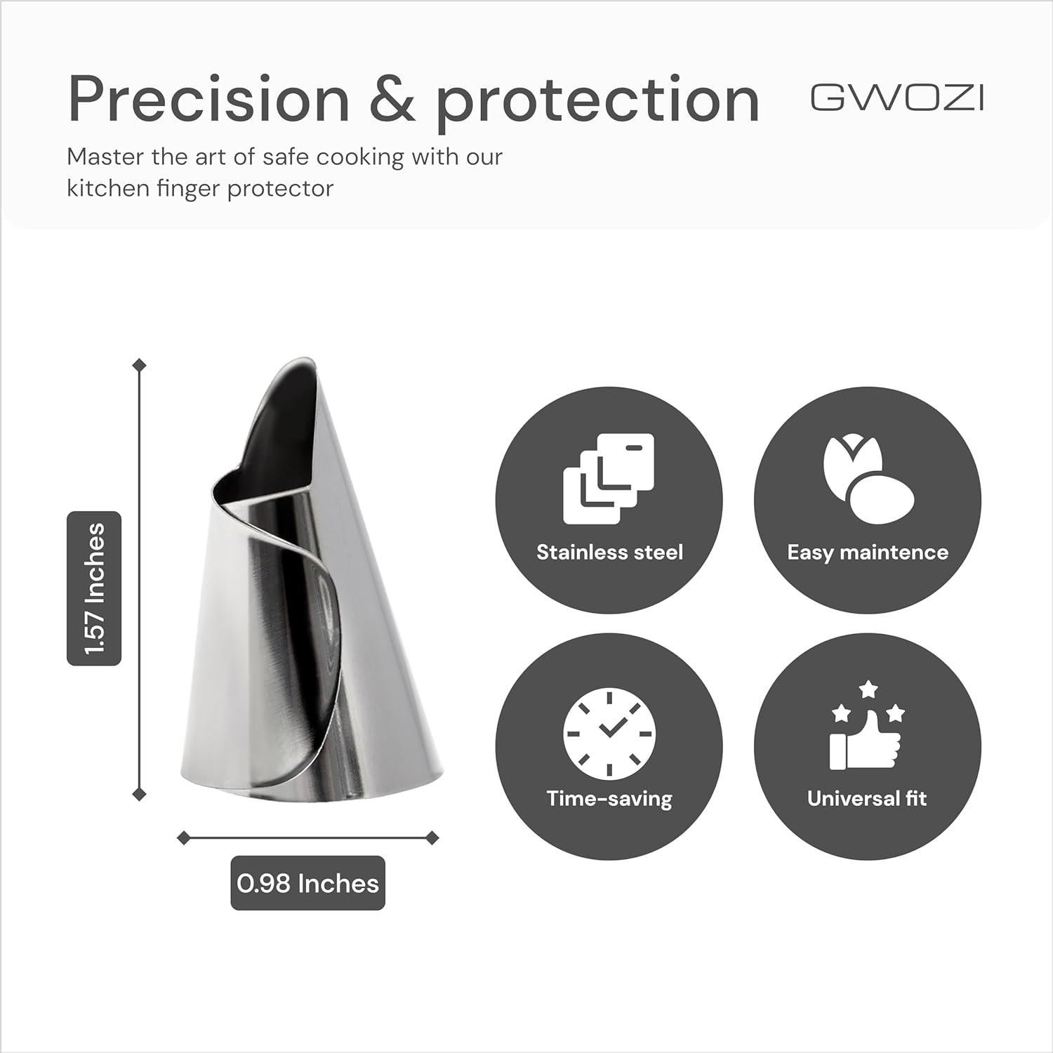 Protectores de Dedos de Acero Inoxidable GWOZI - 6 Pcs Ajustables