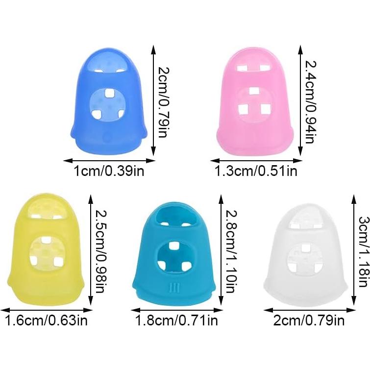 50 Protectores de Dedos de Silicona para Guitarra - 5 Tamaños y Colores