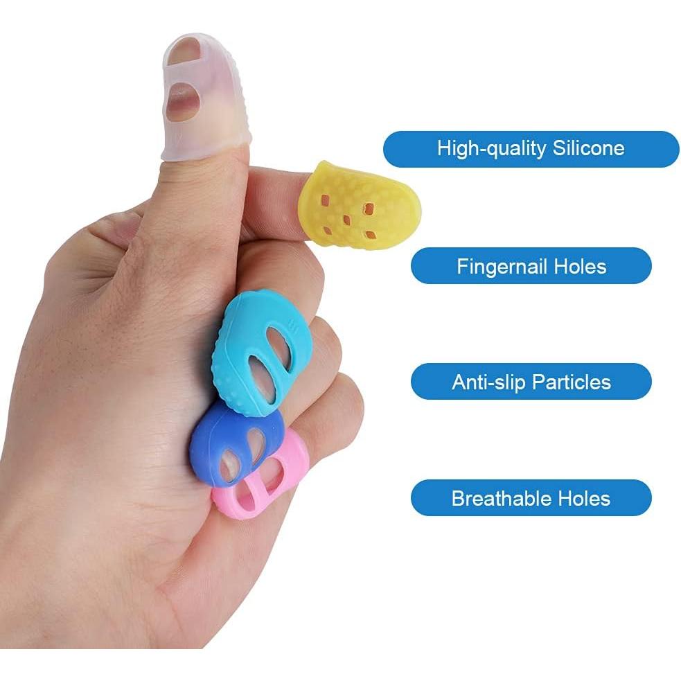 50 Protectores de Dedos de Silicona para Guitarra - 5 Tamaños y Colores