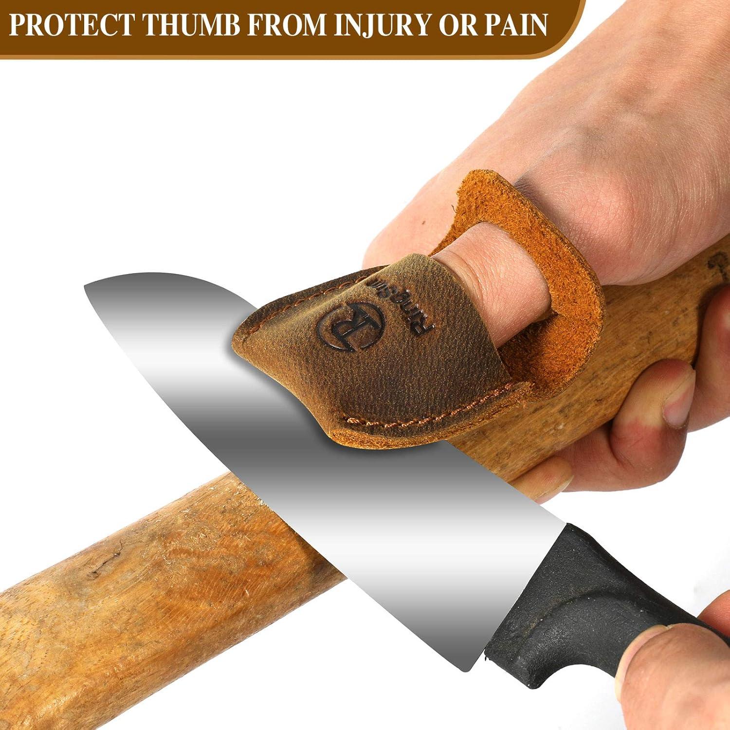Protector de Pulgar de Cuero Ringsun RS40 para Tallado en Madera