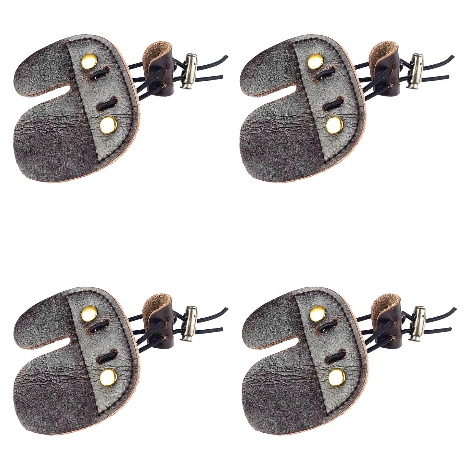 Paquete de 4 Puntas de Dedo de Cuero Zelerdo para Tiro con Arco