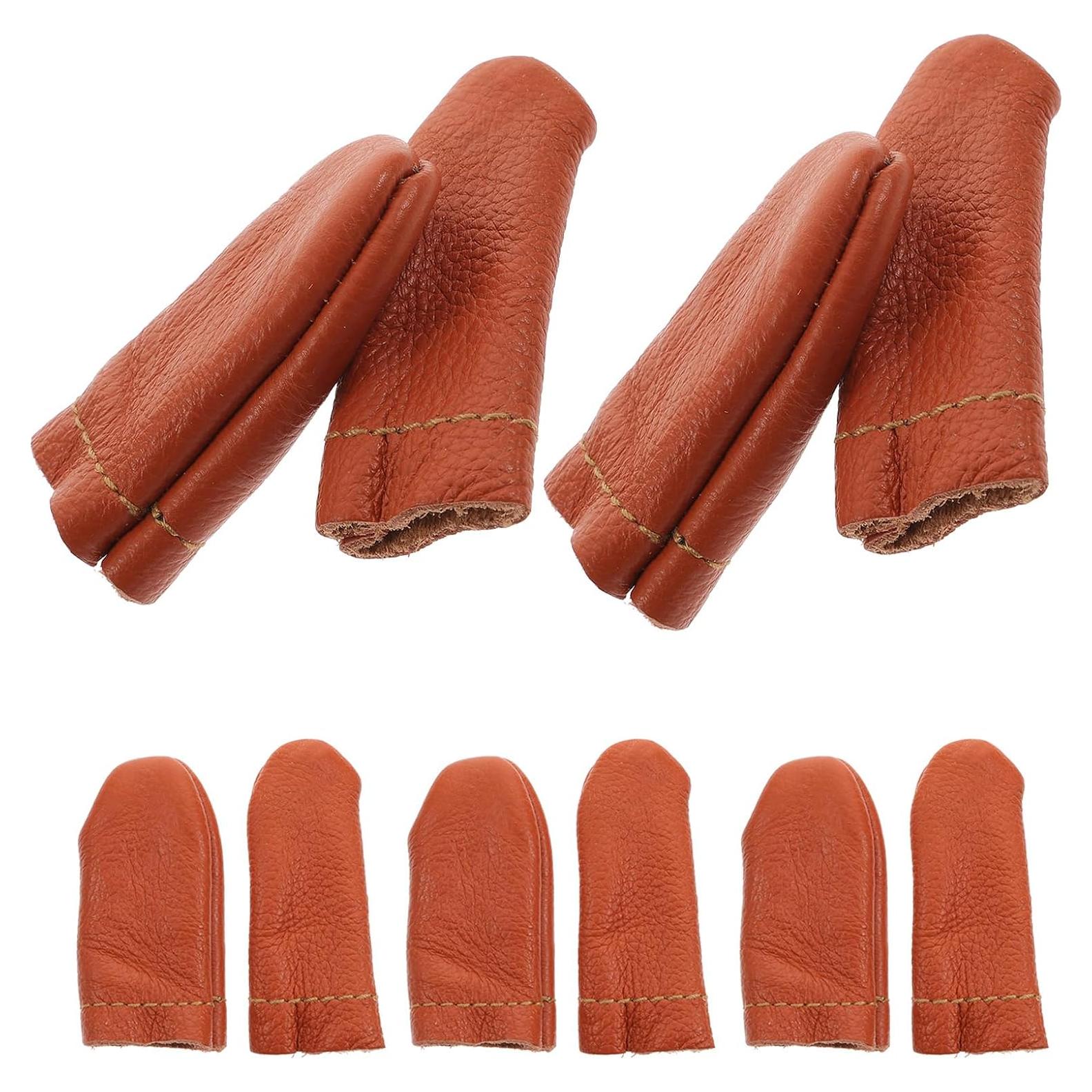 10 Pares de Dedales de Cuero COHEALI para Coser y Tejer