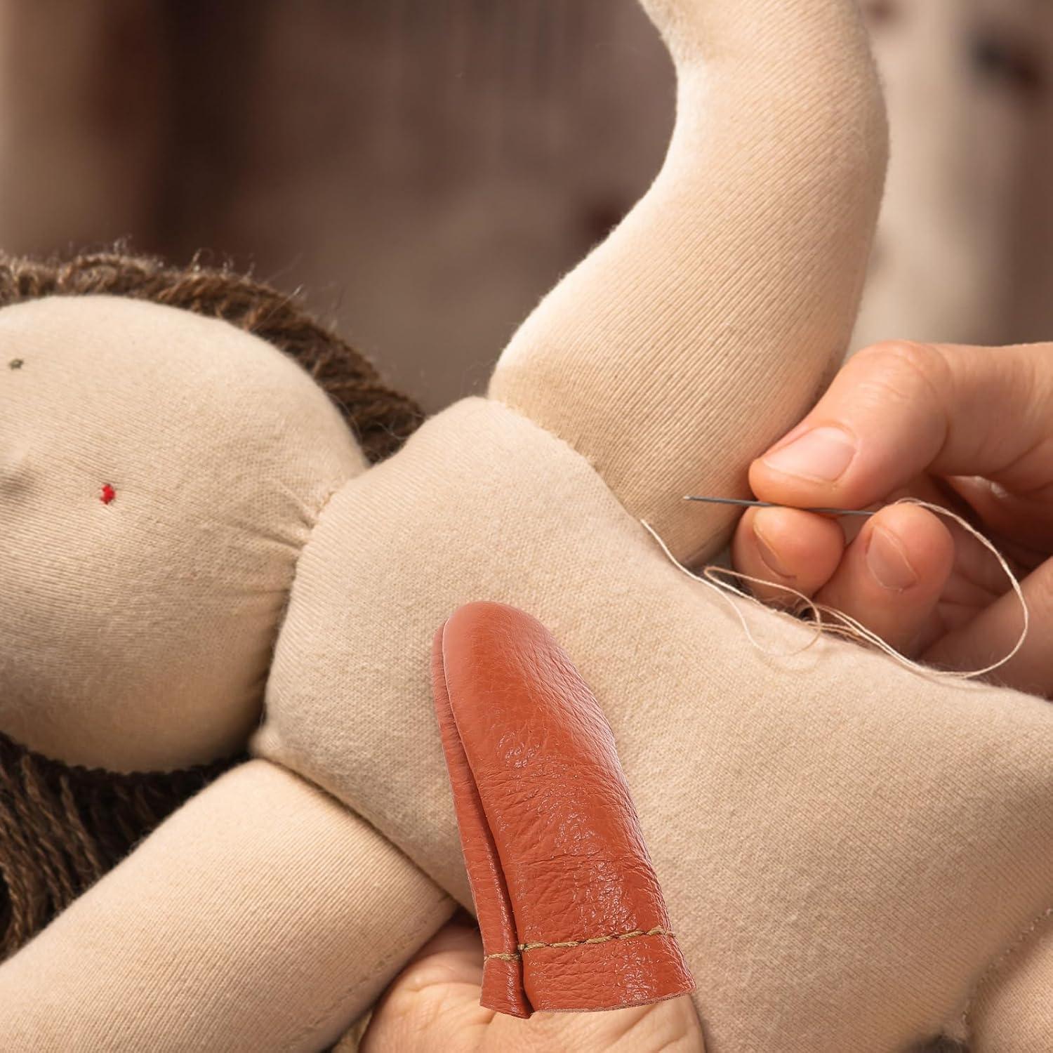 10 Pares de Dedales de Cuero COHEALI para Coser y Tejer