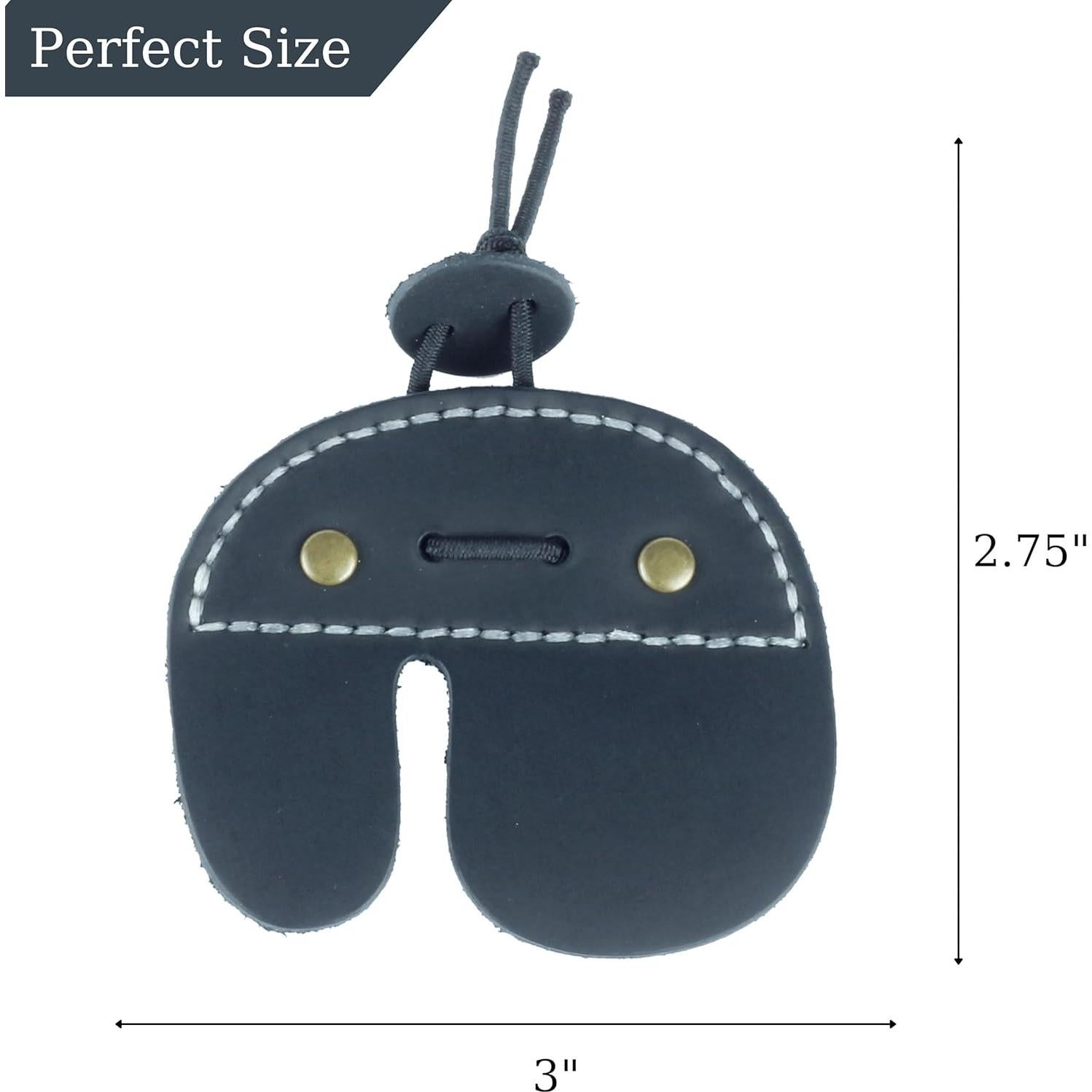 Pestañas de Dedo de Piel Toprank para Arquería - Protector Negro