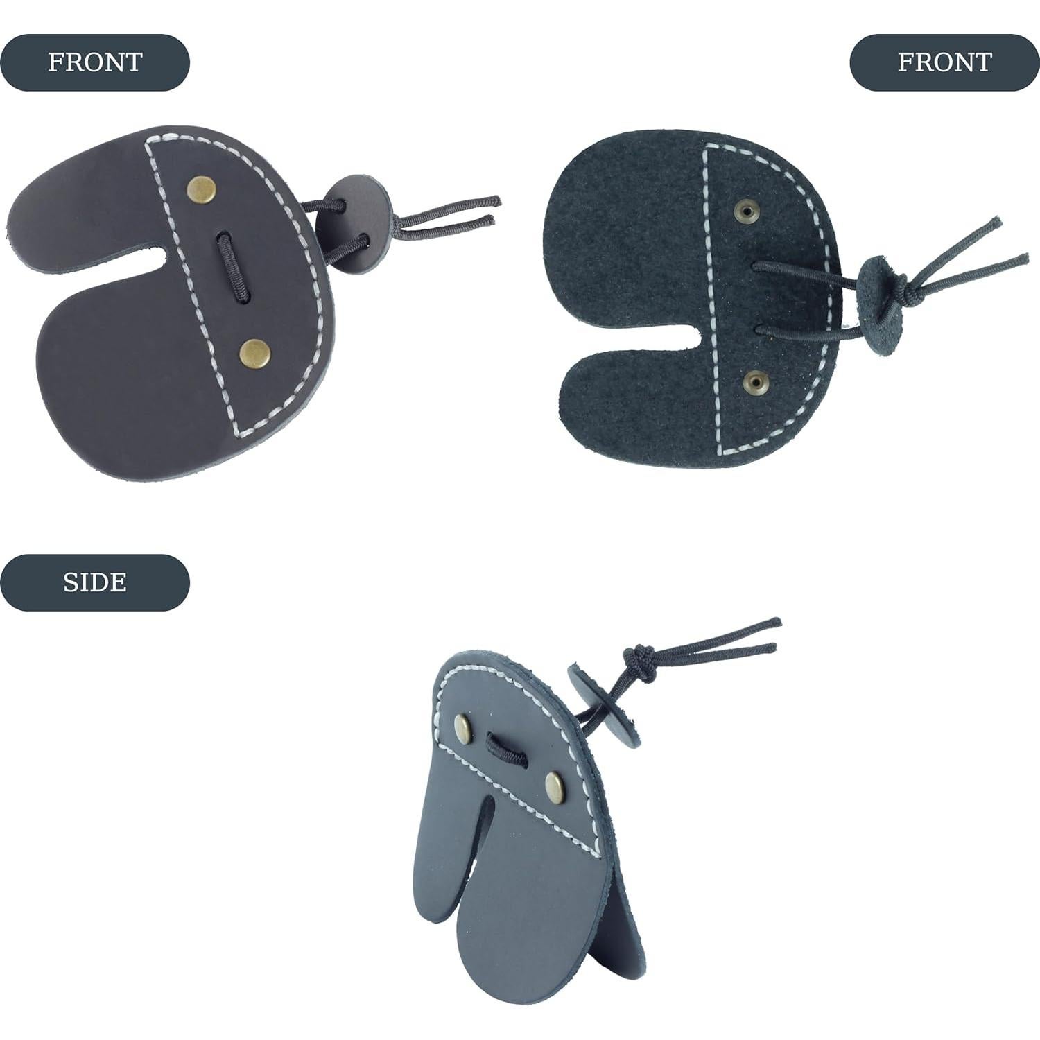 Pestañas de Dedo de Piel Toprank para Arquería - Protector Negro