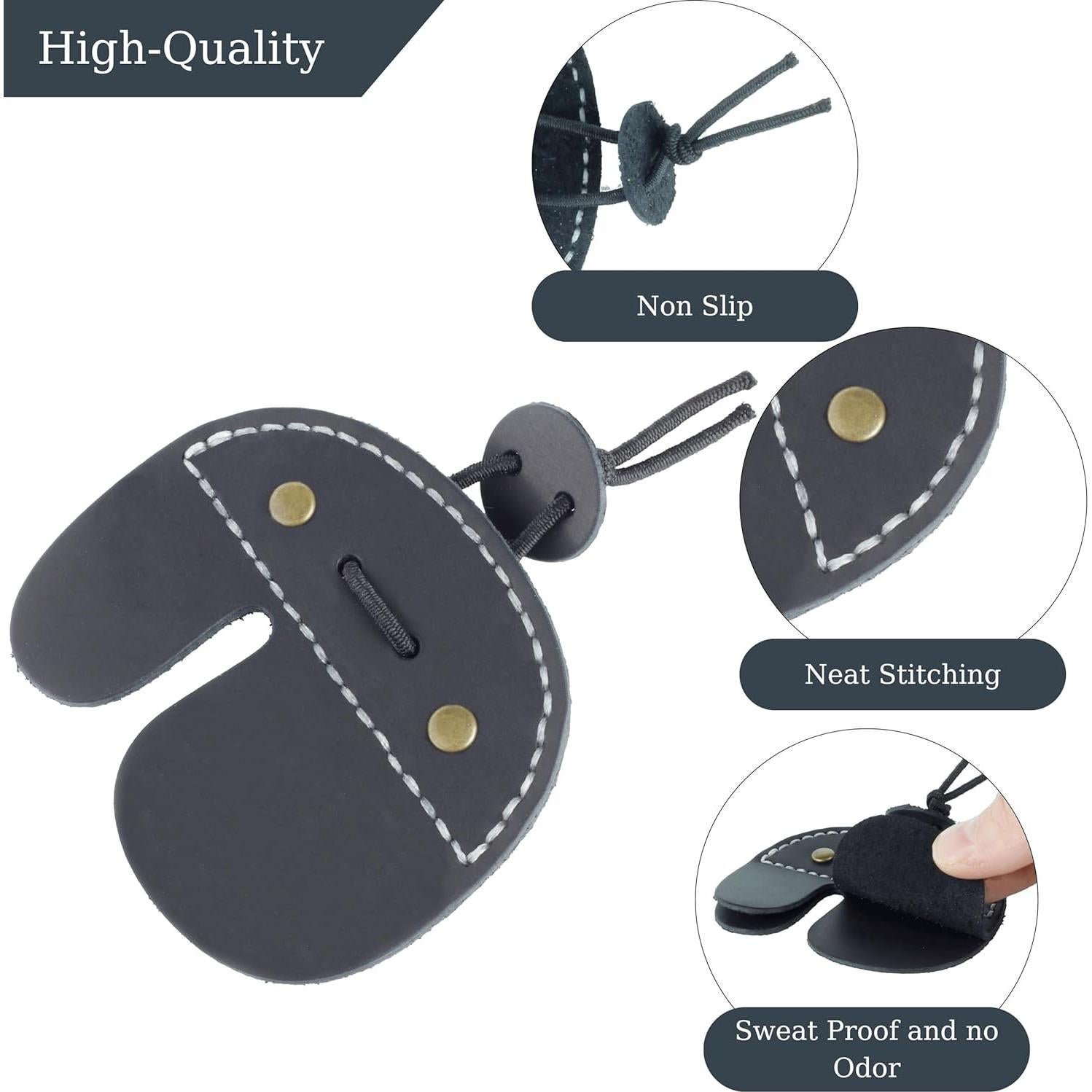 Pestañas de Dedo de Piel Toprank para Arquería - Protector Negro