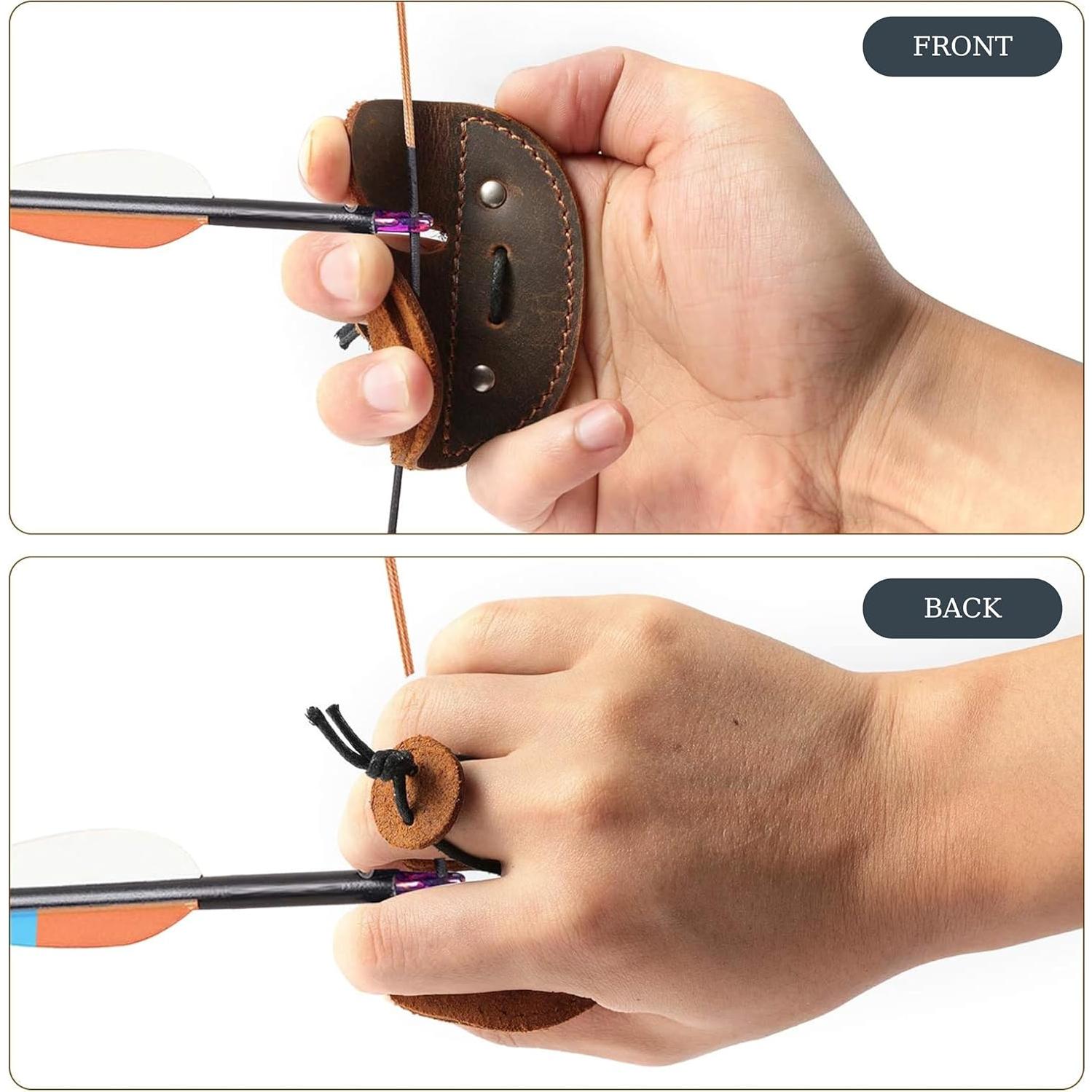 Pestañas de Dedo de Piel Toprank para Arquería - Protector Negro