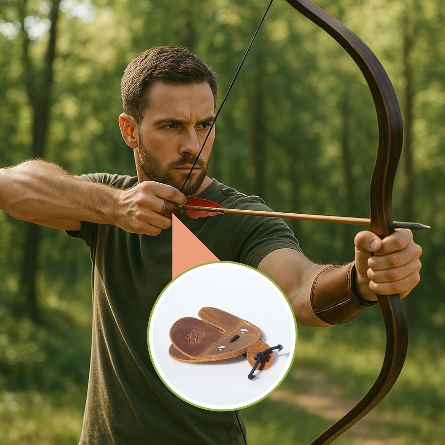 Pestañas de Dedo de Piel Toprank para Arquería - Protector Negro