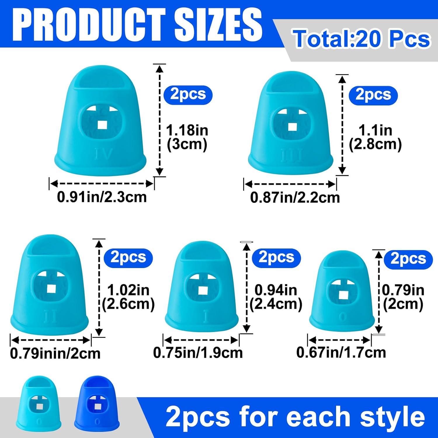 20 Protectores de Punta de Dedo de Goma Pndeyo - 5 Tamaños