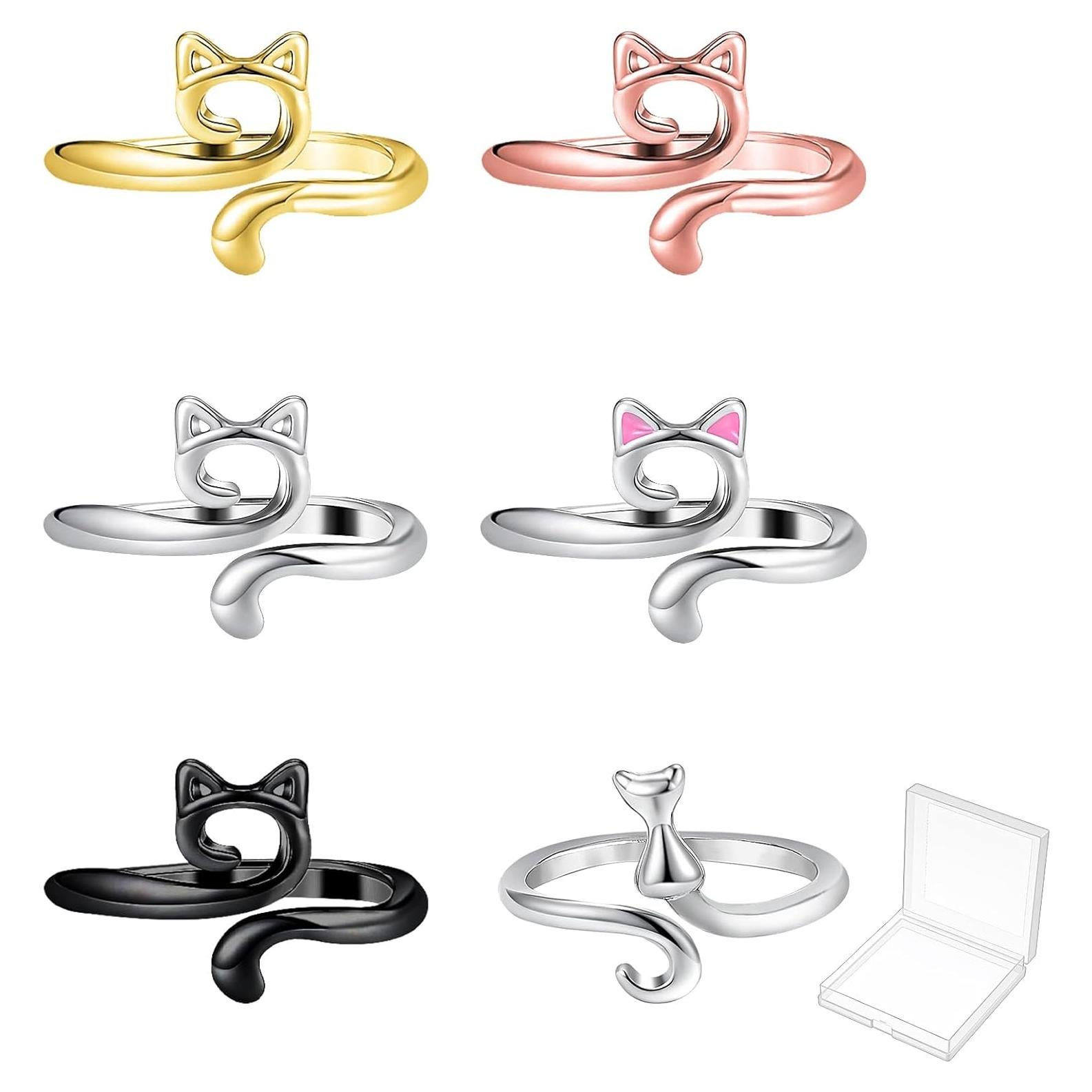 Anillos de Ganchillo Ajustables QFGasre 6 Pcs Plata