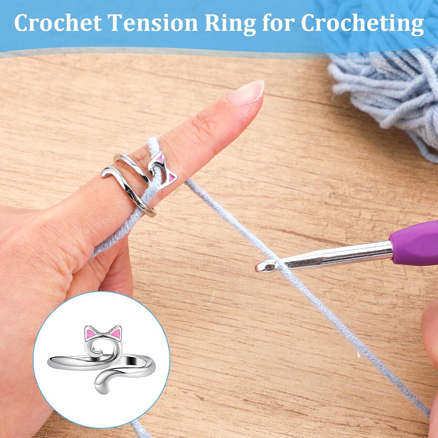 Anillos de Ganchillo Ajustables QFGasre 6 Pcs Plata