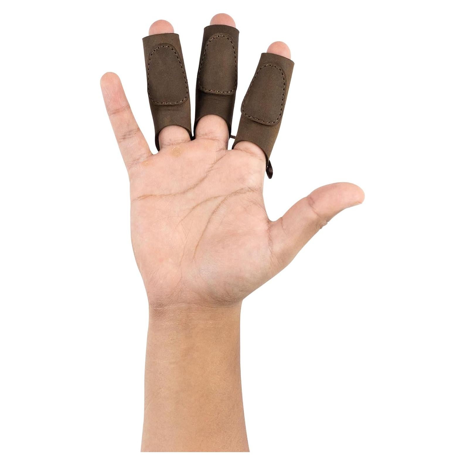 Juego de 3 Protectores de Dedos Valhalla Gear - Cuero Marrón