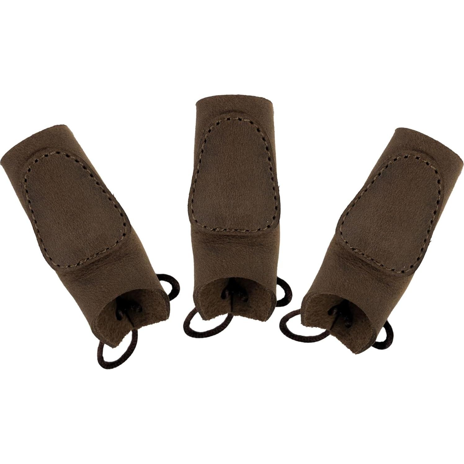 Juego de 3 Protectores de Dedos Valhalla Gear - Cuero Marrón