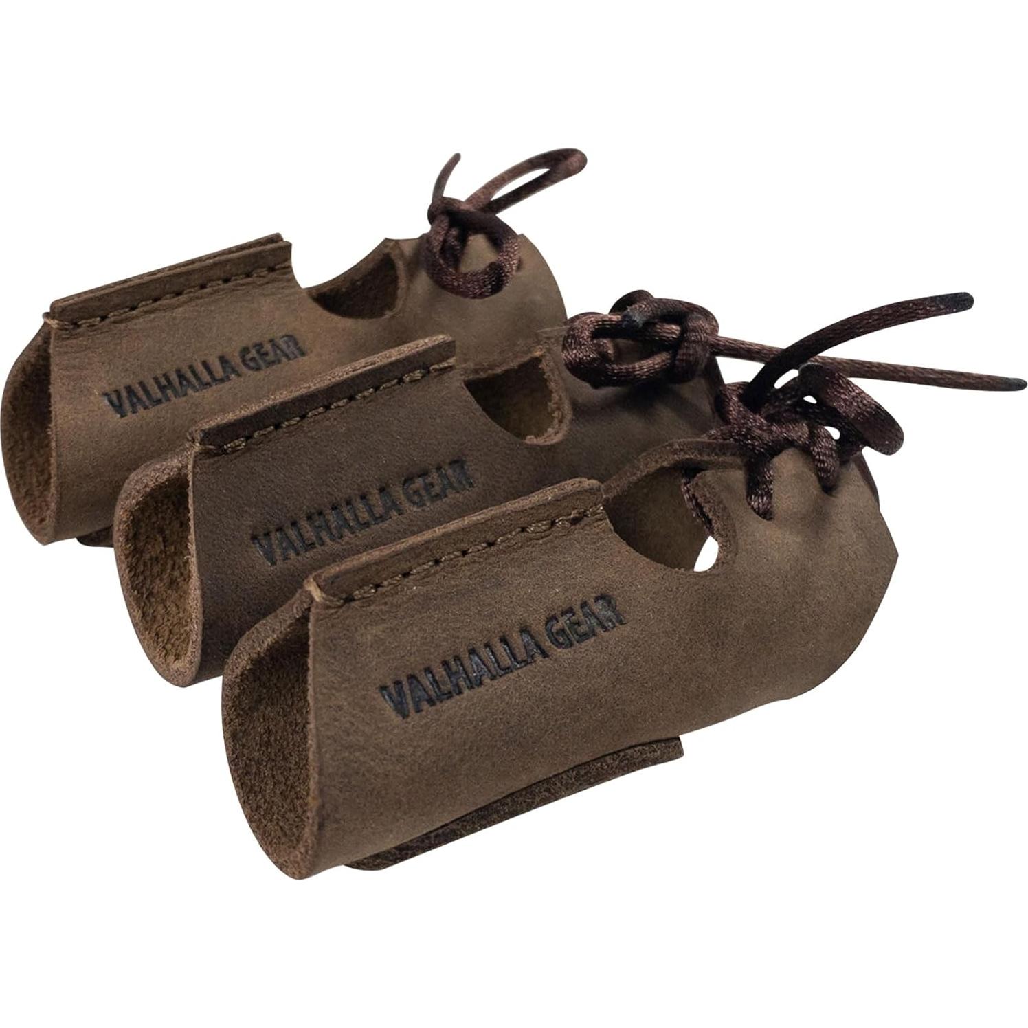 Juego de 3 Protectores de Dedos Valhalla Gear - Cuero Marrón