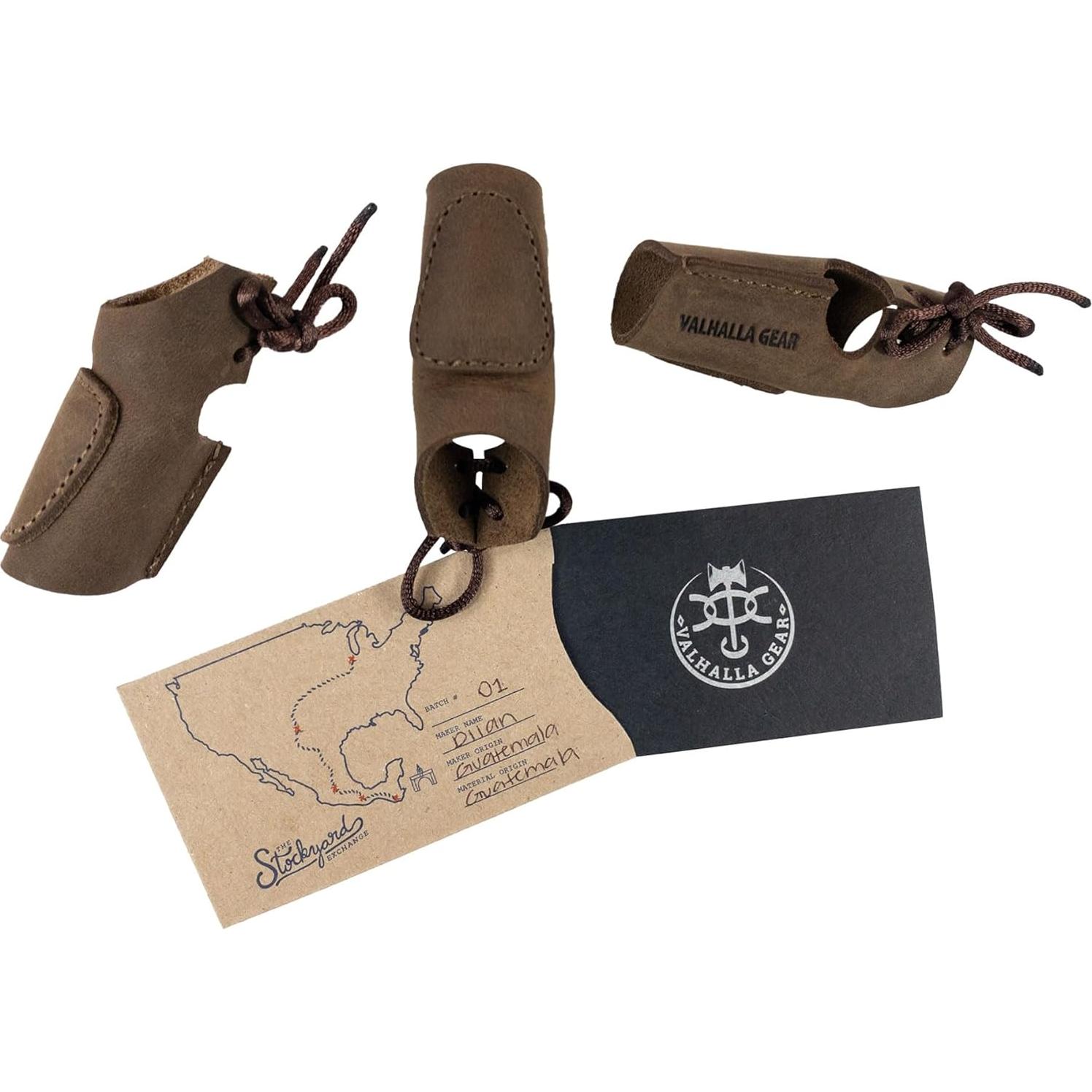 Juego de 3 Protectores de Dedos Valhalla Gear - Cuero Marrón