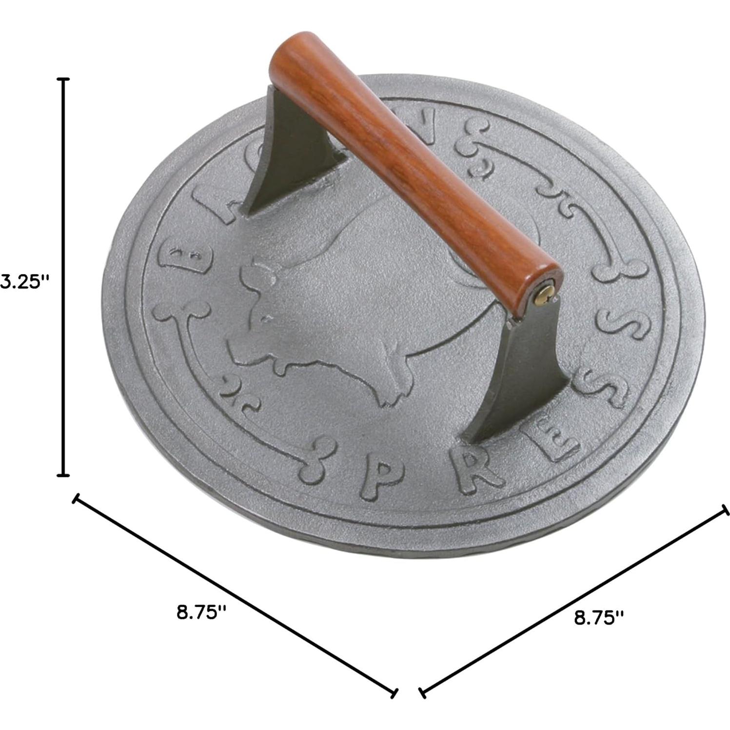 Prensa de Tocino Norpro de Hierro Fundido 22 cm con Mango de Madera