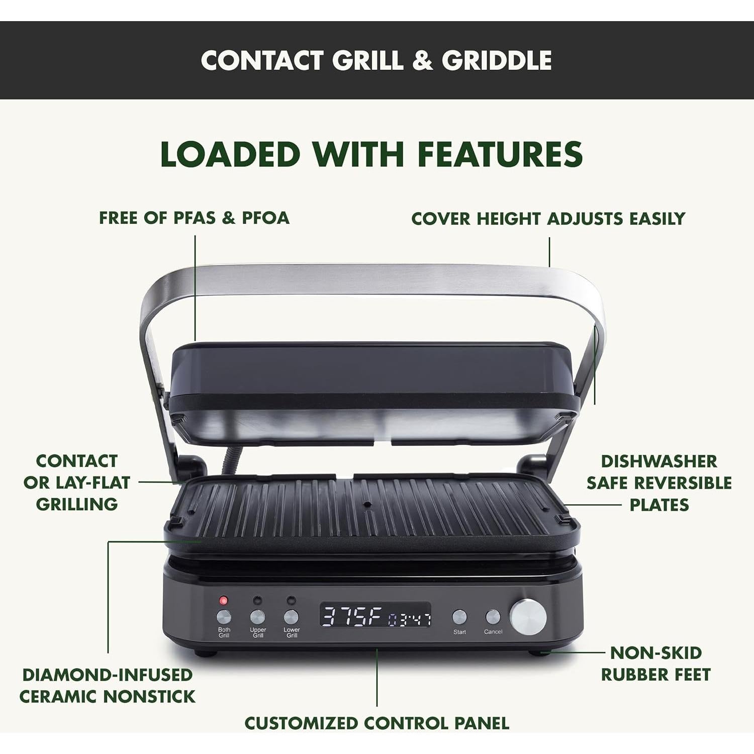 Parrilla y Plancha GreenPan 6 en 1 Cerámica No Pegajosa