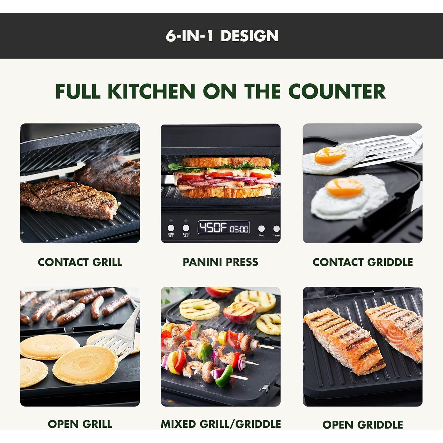 Parrilla y Plancha GreenPan 6 en 1 Cerámica No Pegajosa