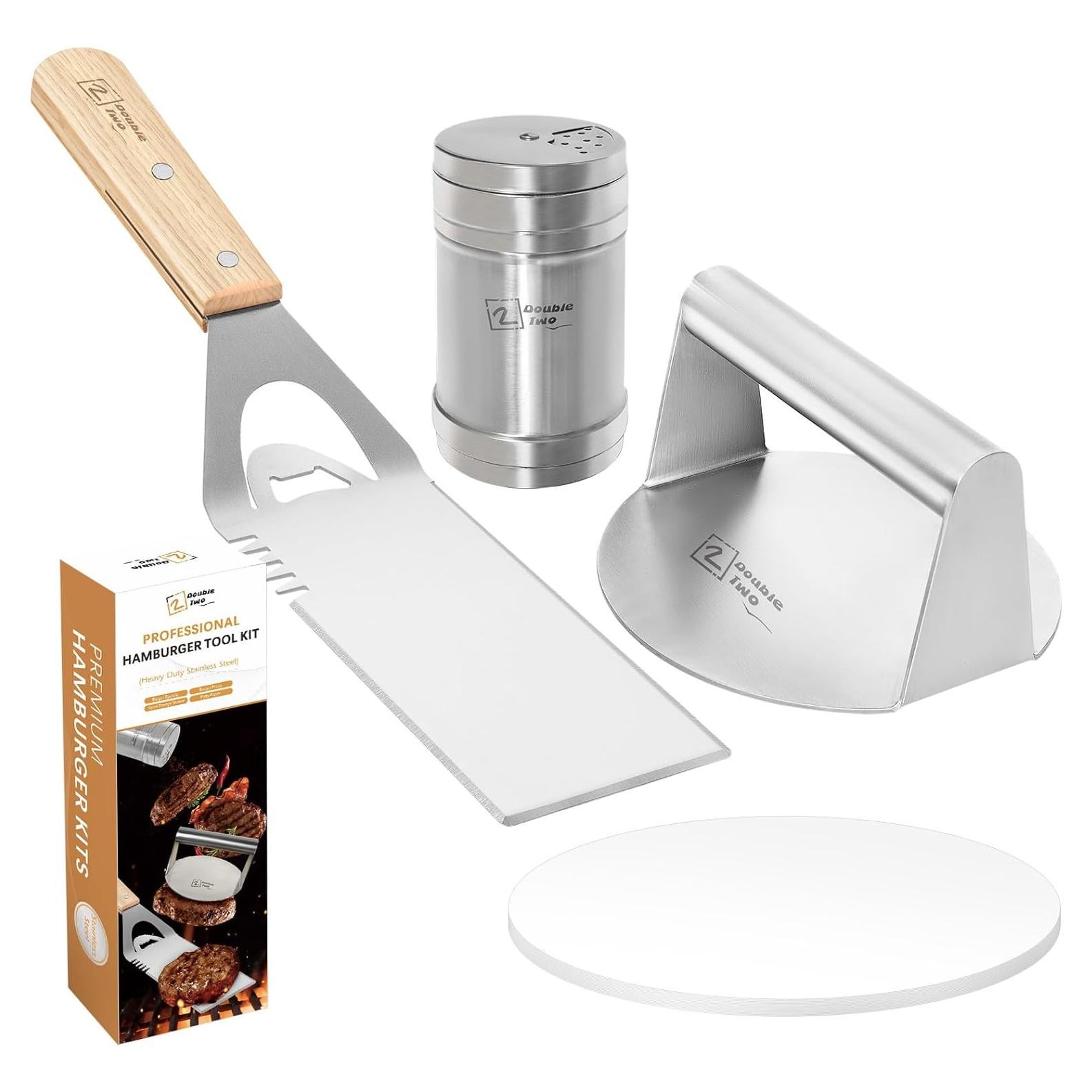 Kit de Prensa de Hamburguesas Acero Inoxidable 4 Piezas