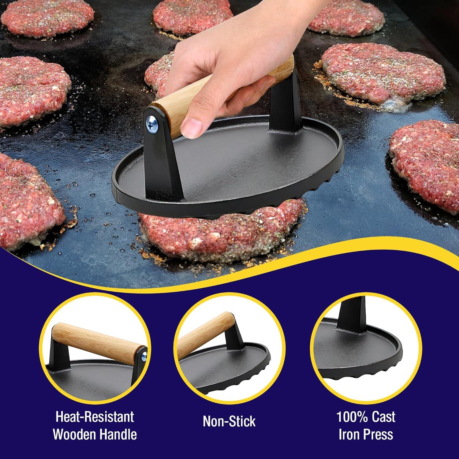 Juego de Prensa para Parrilla Grillers Choice 2 Piezas Hierro Fundido