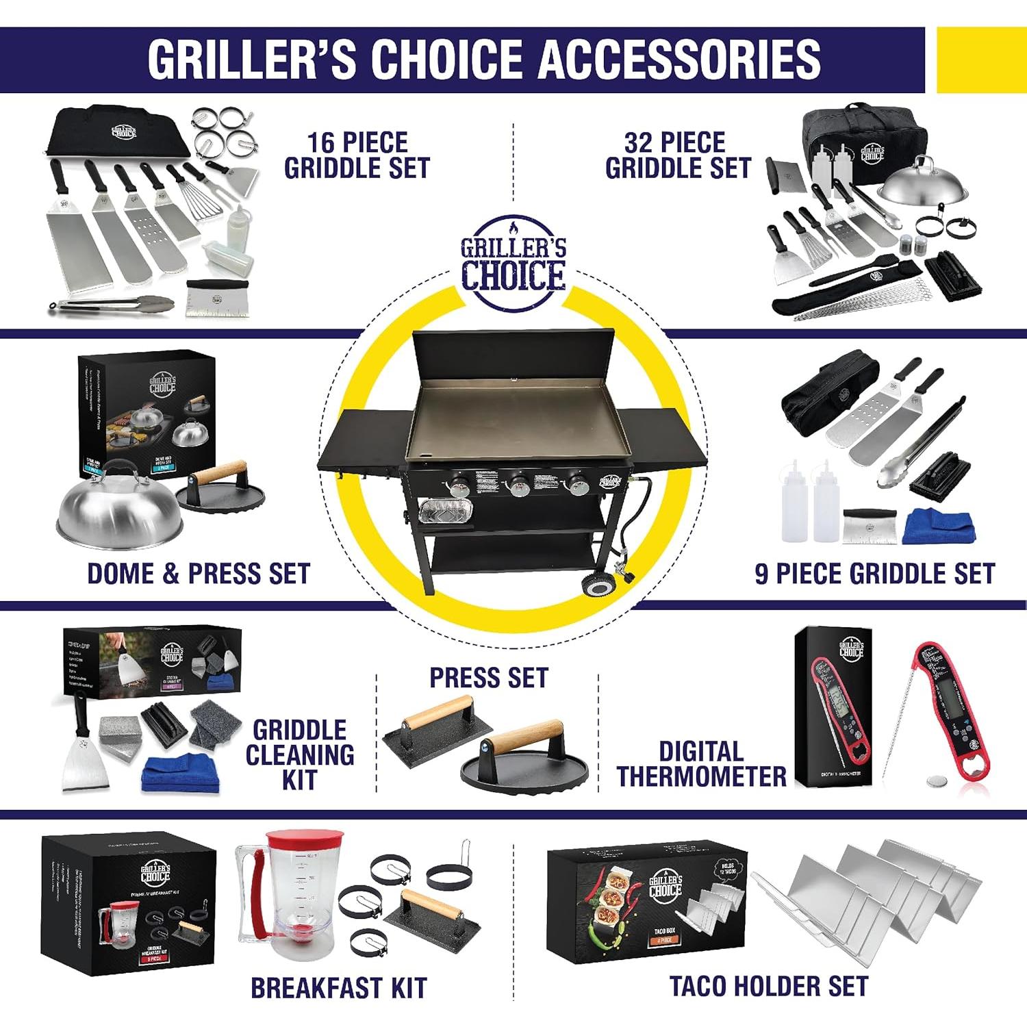 Juego de Prensa para Parrilla Grillers Choice 2 Piezas Hierro Fundido