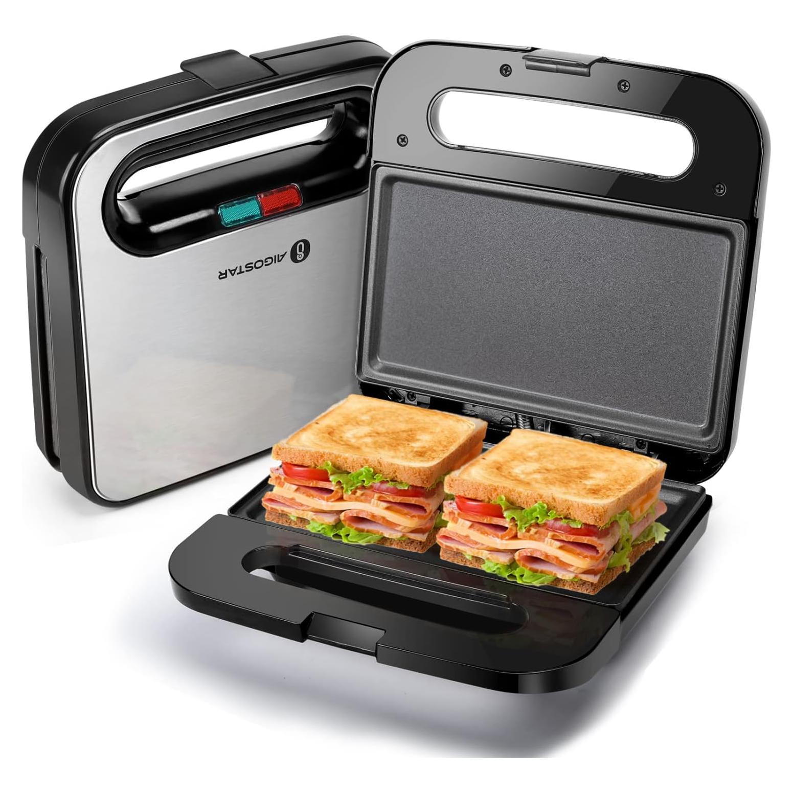Tostadora de Sandwich Aigostar B30202B3T Acero Inoxidable 750W