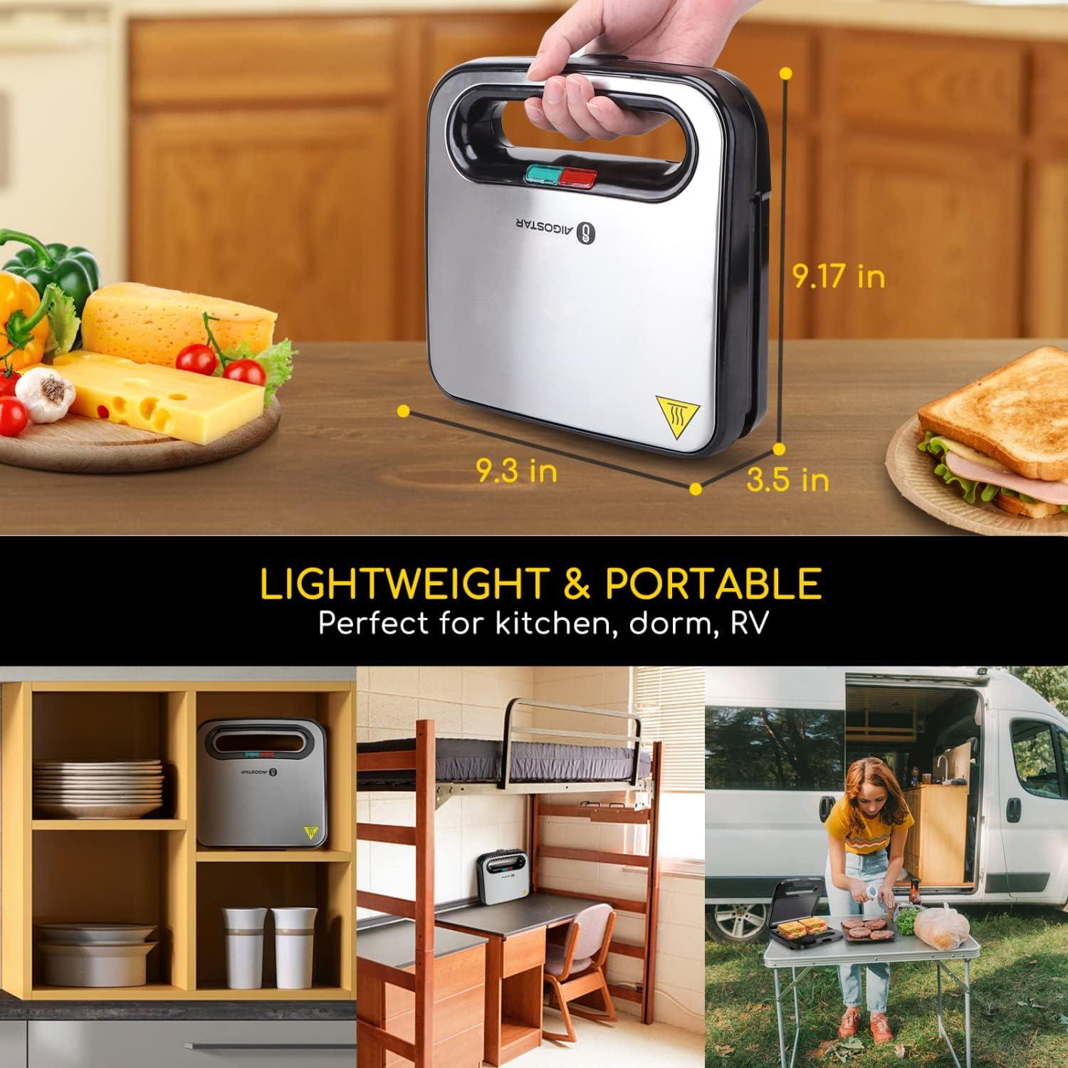 Tostadora de Sandwich Aigostar B30202B3T Acero Inoxidable 750W