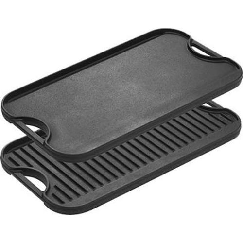 Parrilla Plancha Reversible Lodge 20x10.5 Hierro Fundido + Prensa Cuisinart