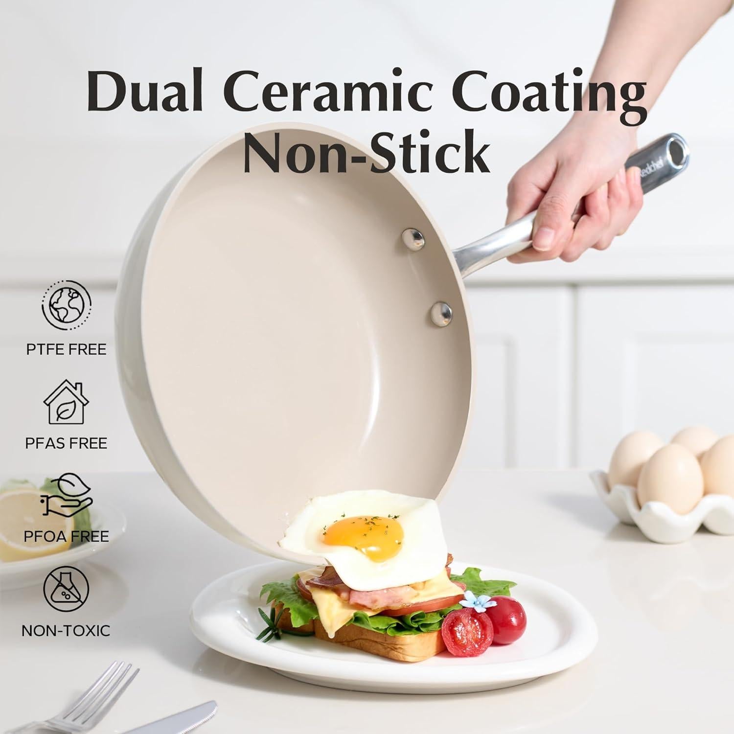 Juego de Sartenes Antiadherentes Redchef 8 Piezas Cerámica 20-28 cm