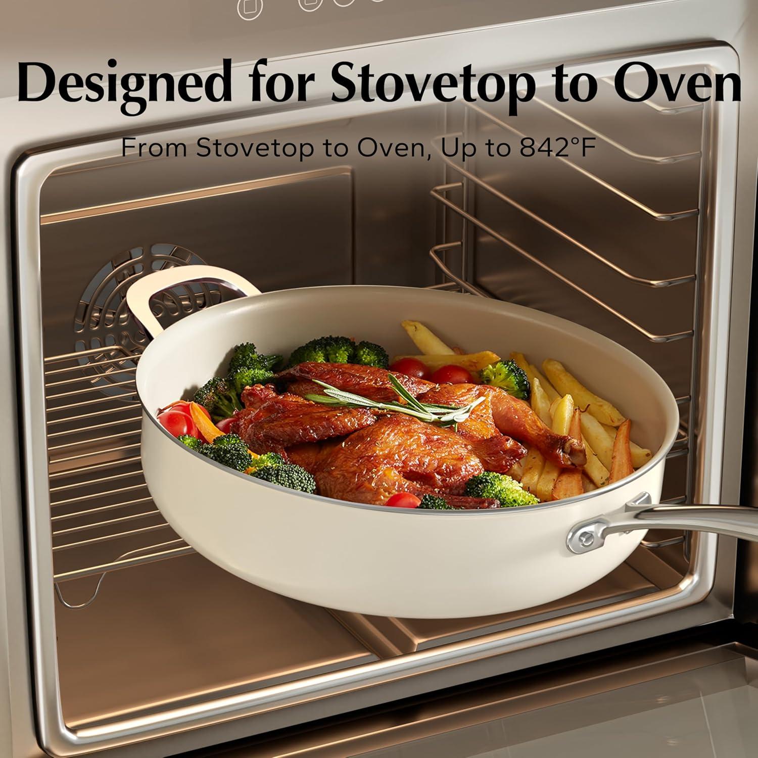 Juego de Ollas y Sartenes Cerámicas Redchef 5 Piezas Beige