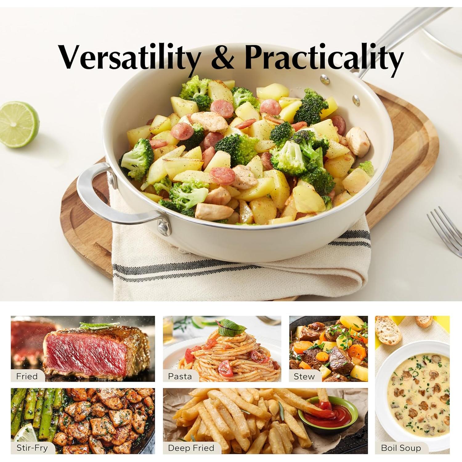 Juego de Ollas y Sartenes Cerámicas Redchef 5 Piezas Beige