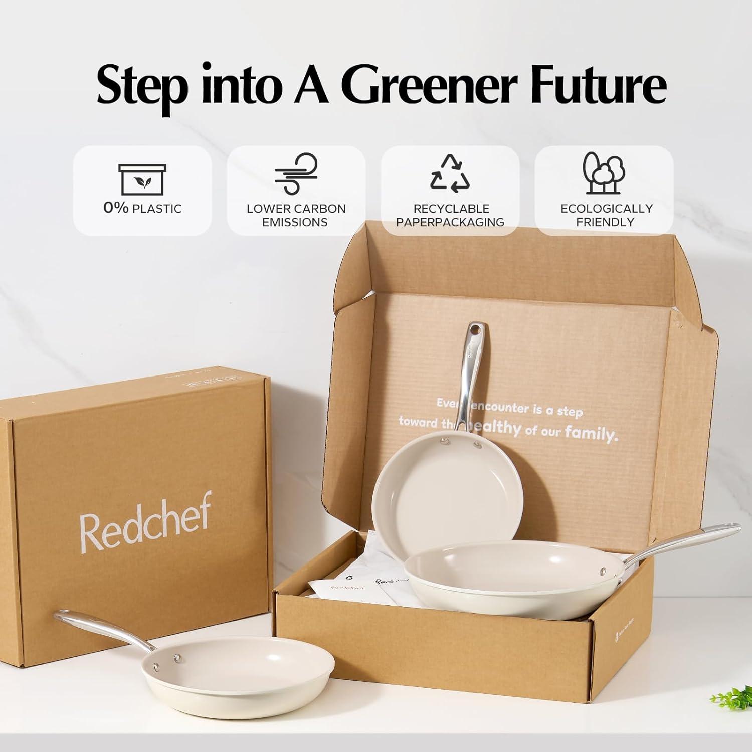 Juego de Ollas y Sartenes Cerámicas Redchef 5 Piezas Beige